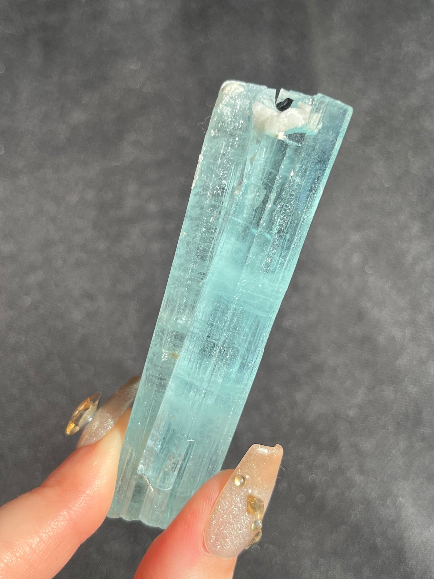 Aquamarine with Muscovite, Schorl Black Tourmaline & Feldspar Specimen M