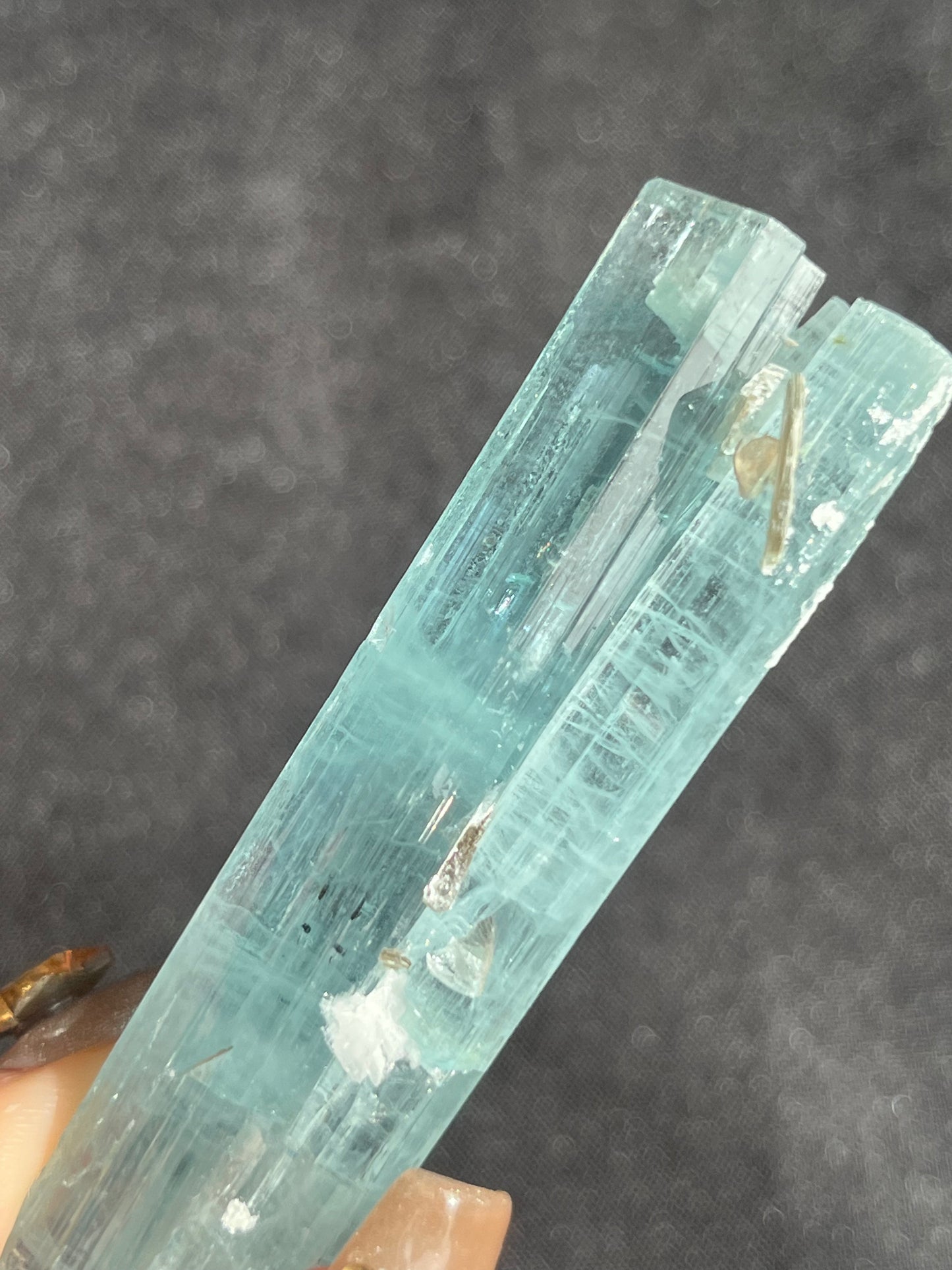 Aquamarine with Muscovite, Schorl Black Tourmaline & Feldspar Specimen M