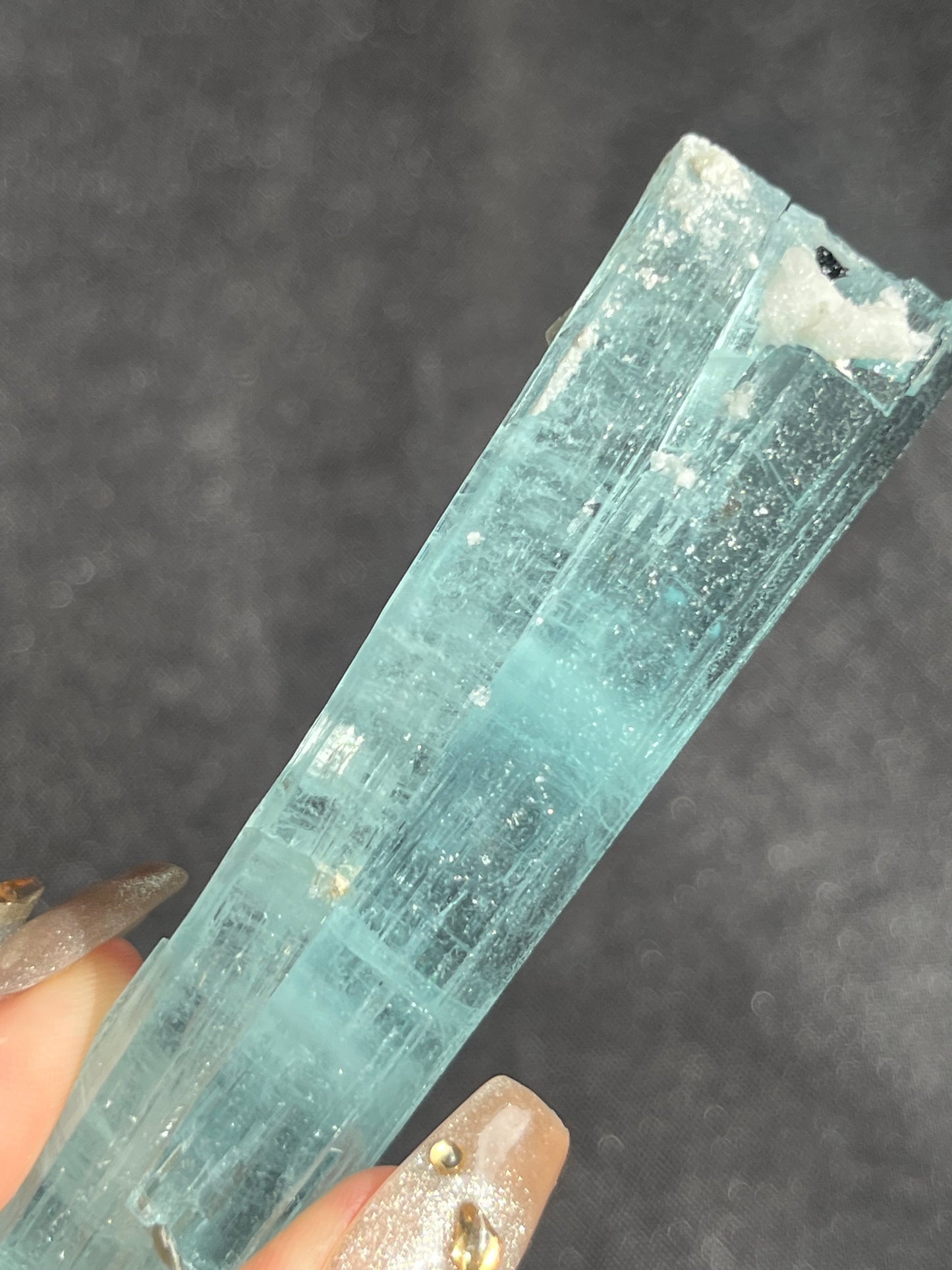 Aquamarine with Muscovite, Schorl Black Tourmaline & Feldspar Specimen M