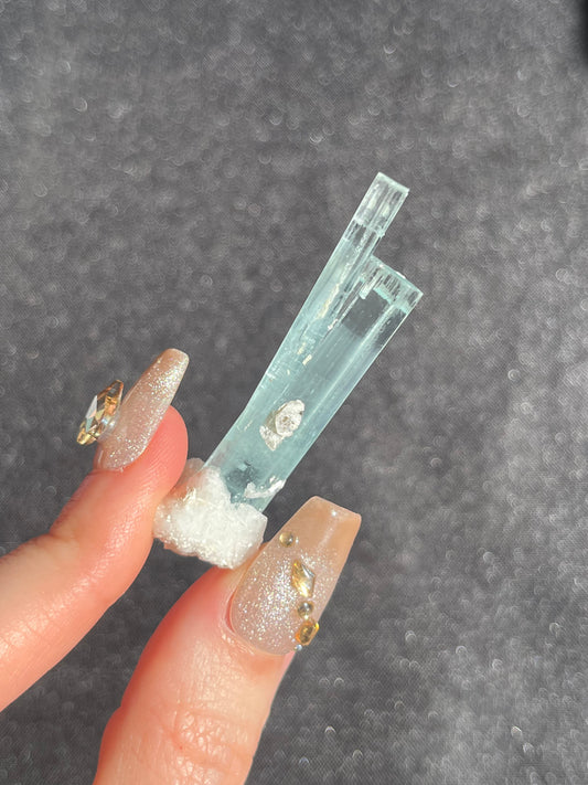 Aquamarine Twin Spray with Feldspar and Muscovite Specimen S