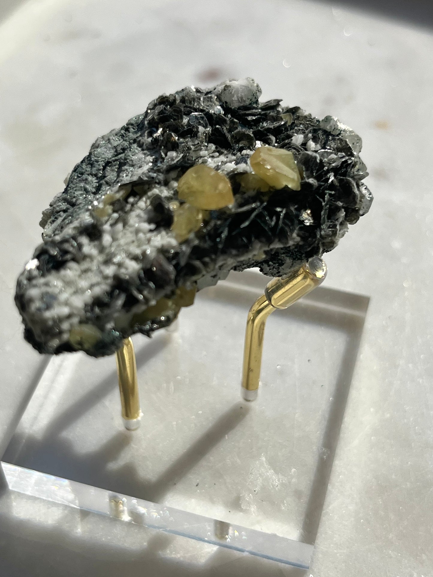 "Artemis" Titanite, Calcite & Silver Mica Specimen on Feldspar Matrix #2