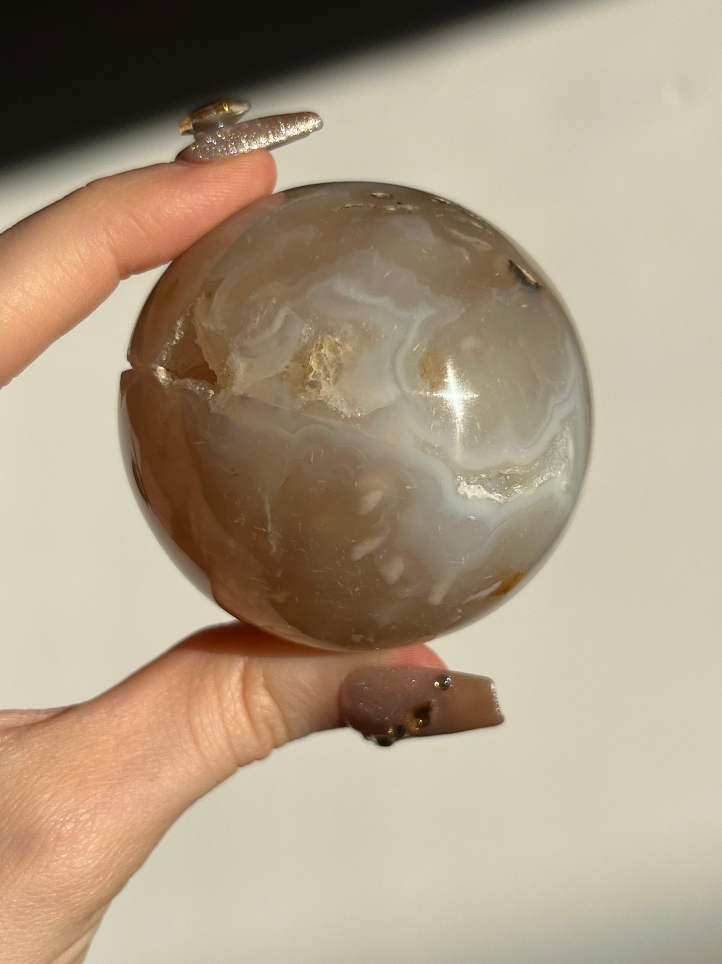 Druzy Feather Chalcedony Sphere A