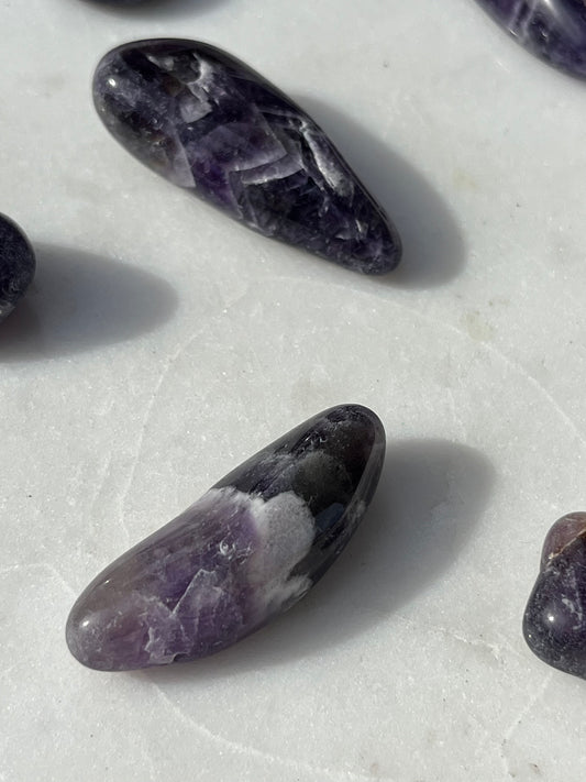 Chevron Amethyst Tumbled Stone