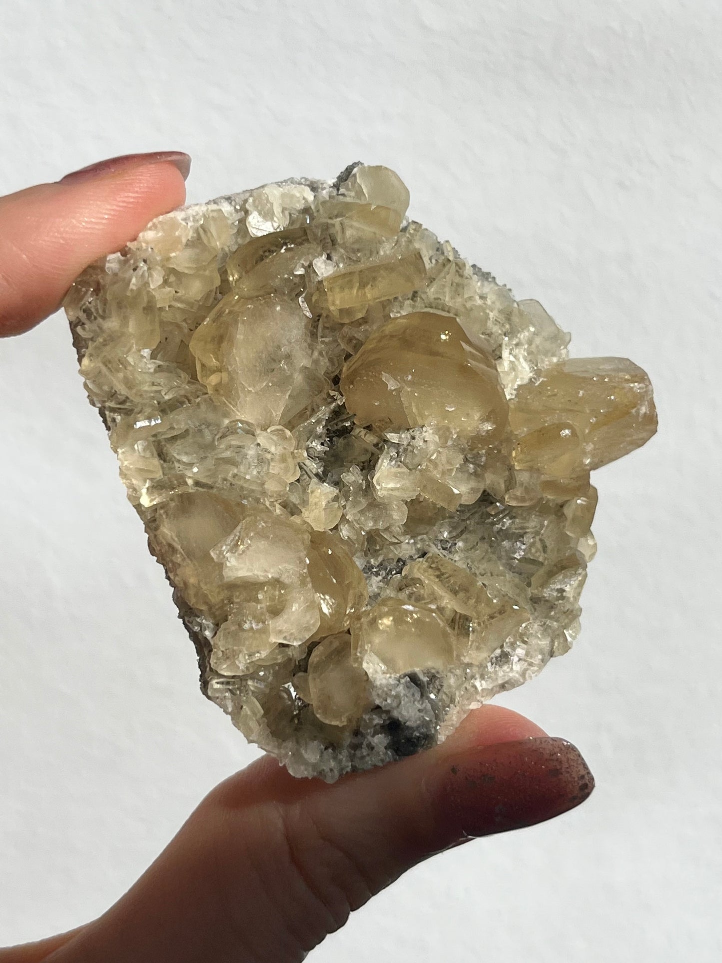 Jiangxi Calcite on Druzy Quartz Coated Matrix (You Choose)