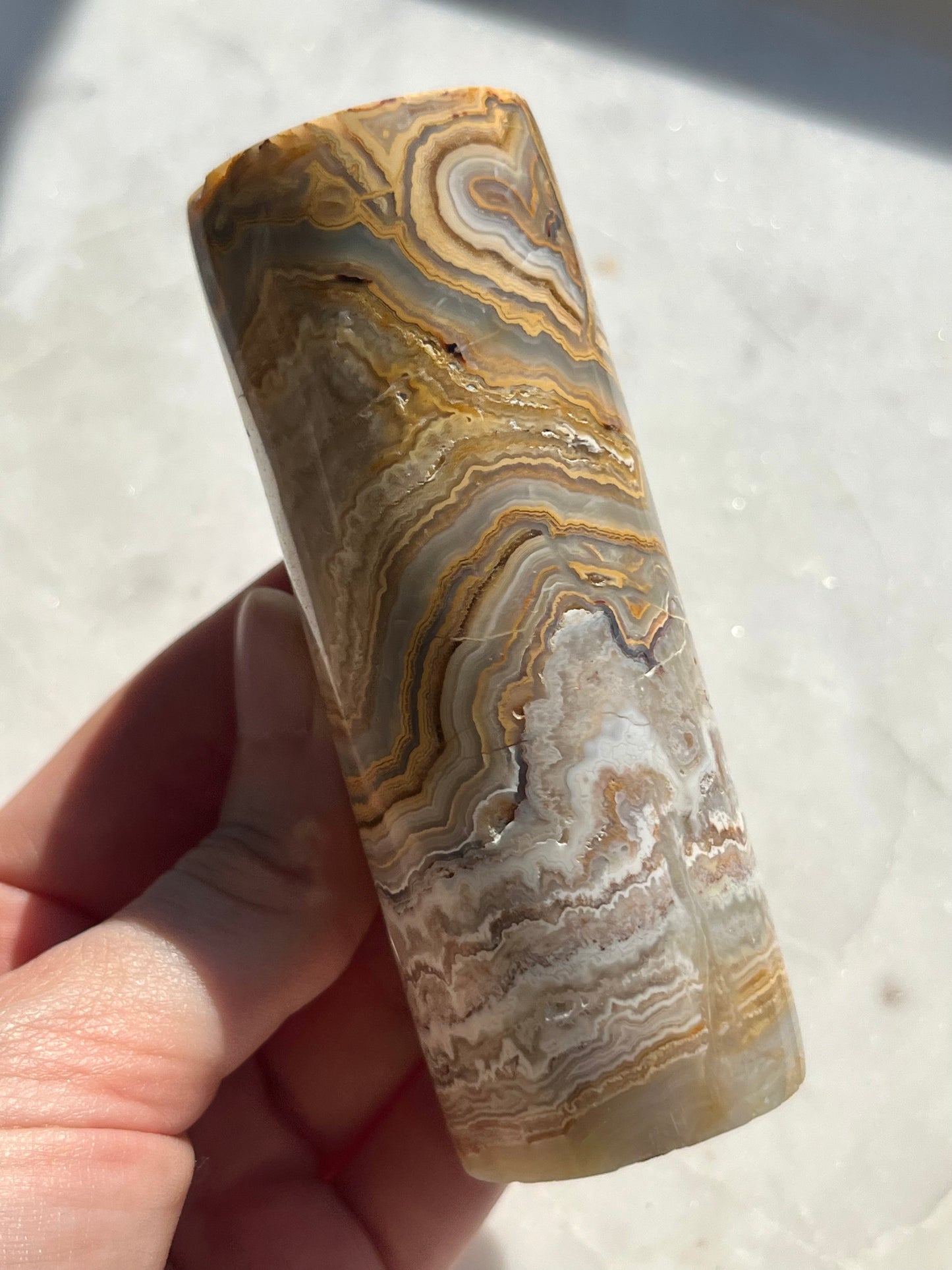 Indonesian Golden Crazy Lace Agate Cylinder Core #2