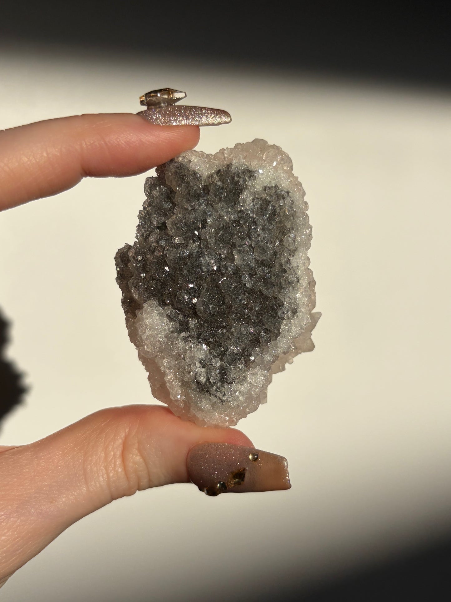 Black-Grey Chalcedony with Apophyllite Specimen J