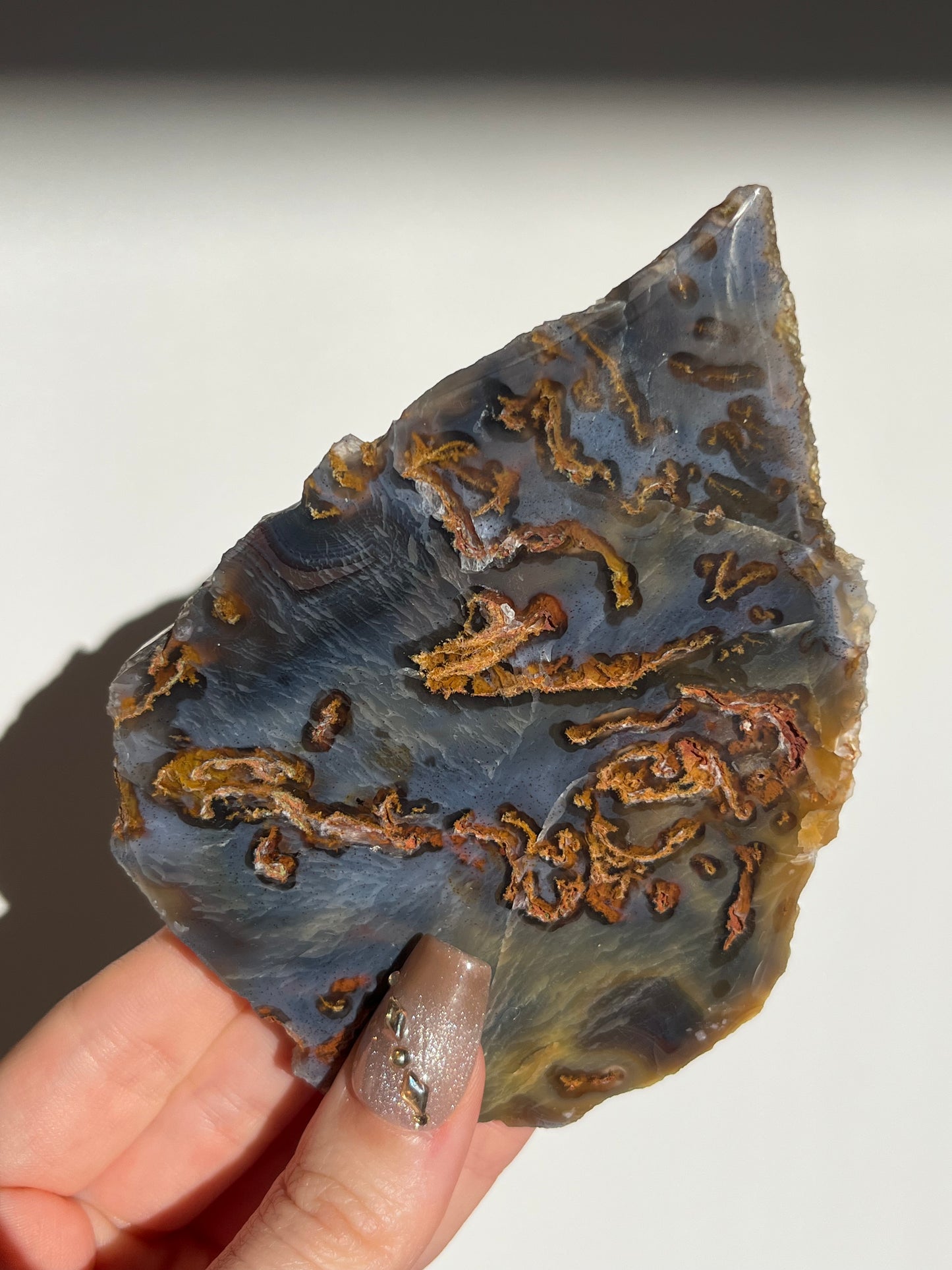 Blue West Indonesian Agate with Golden Moss Slab A