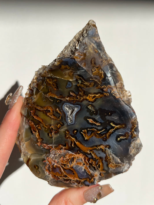 Blue West Indonesian Agate with Golden Moss Slab A