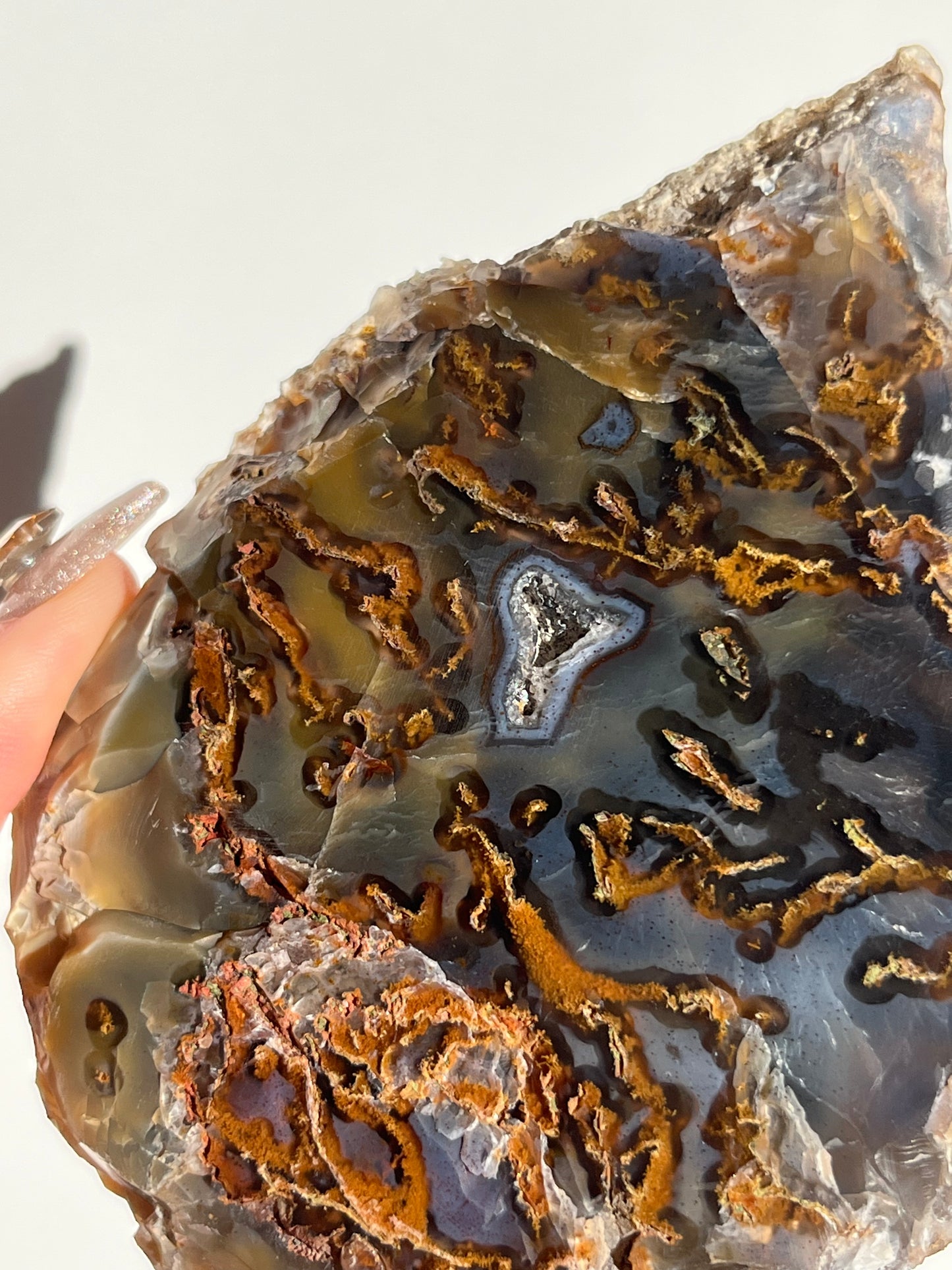 Blue West Indonesian Agate with Golden Moss Slab A
