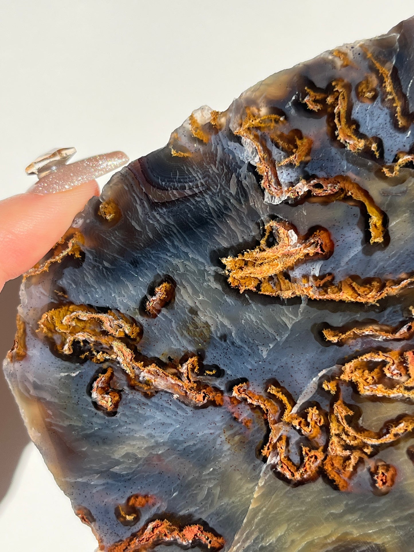 Blue West Indonesian Agate with Golden Moss Slab A