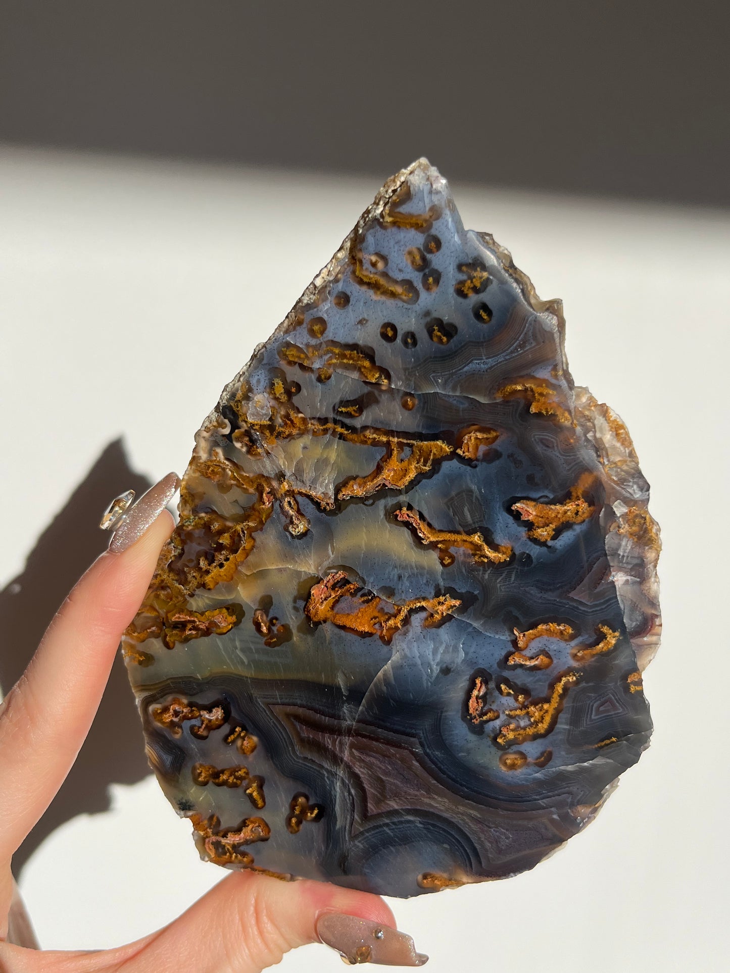 Blue East Indonesian Agate with Golden Moss Slab B
