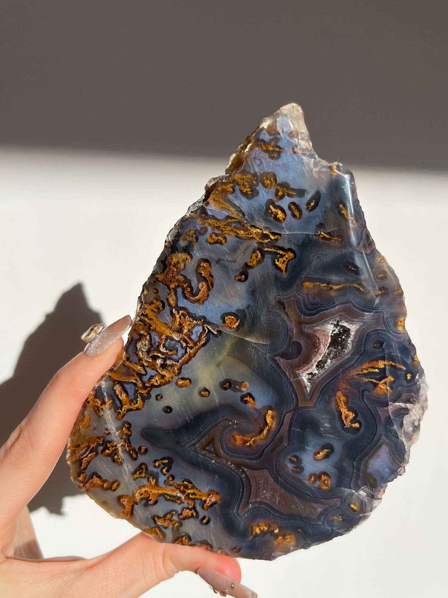 Blue East Indonesian Agate with Golden Moss Slab C