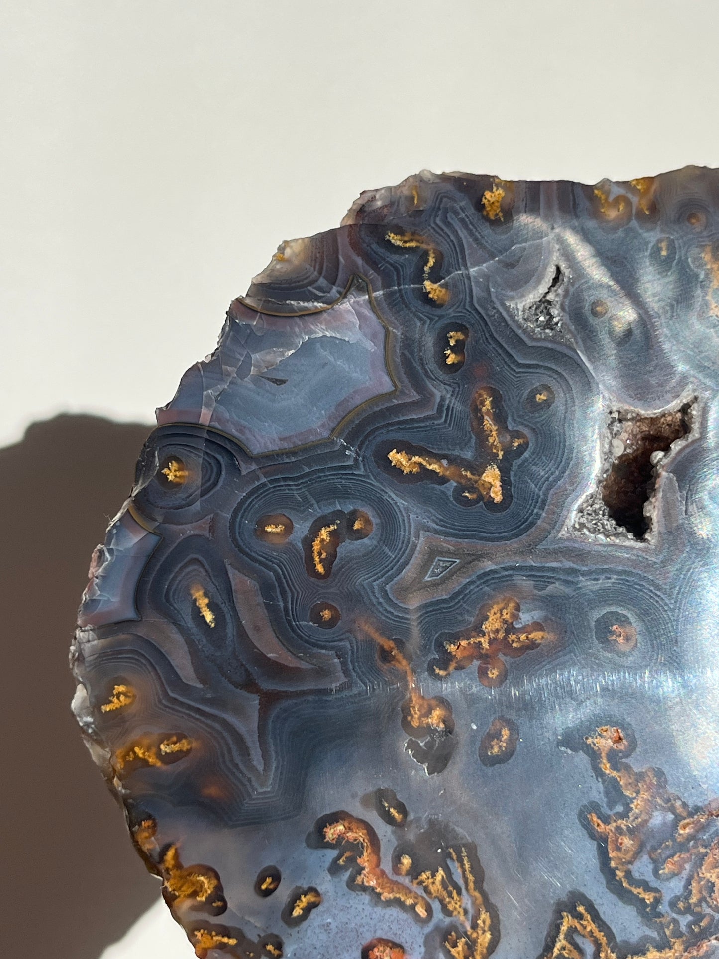 Blue East Indonesian Agate with Golden Moss Slab C