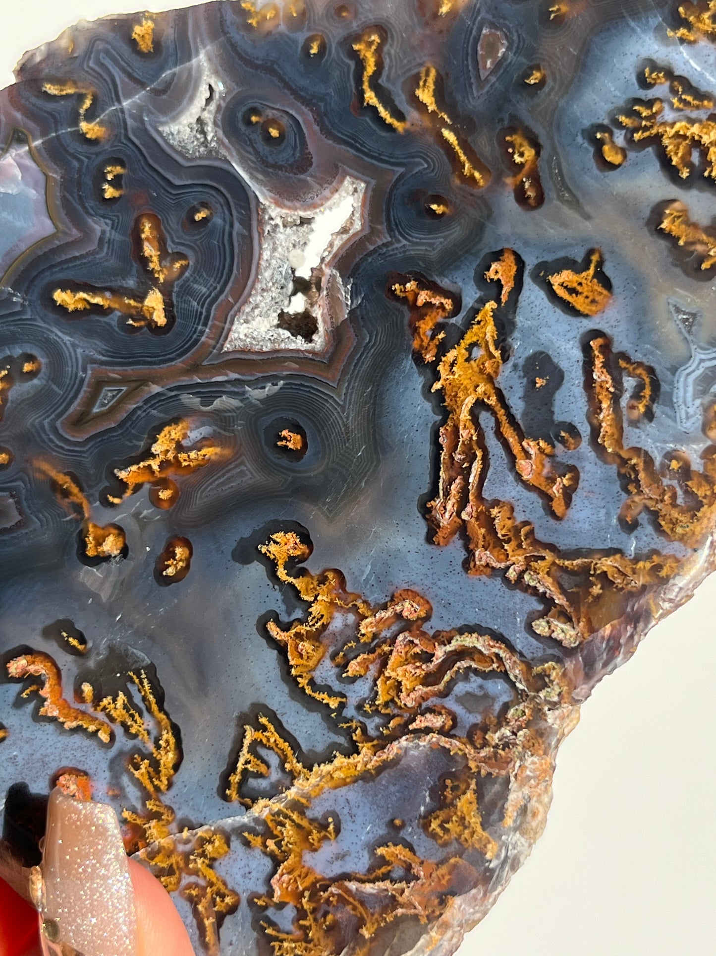Blue East Indonesian Agate with Golden Moss Slab C