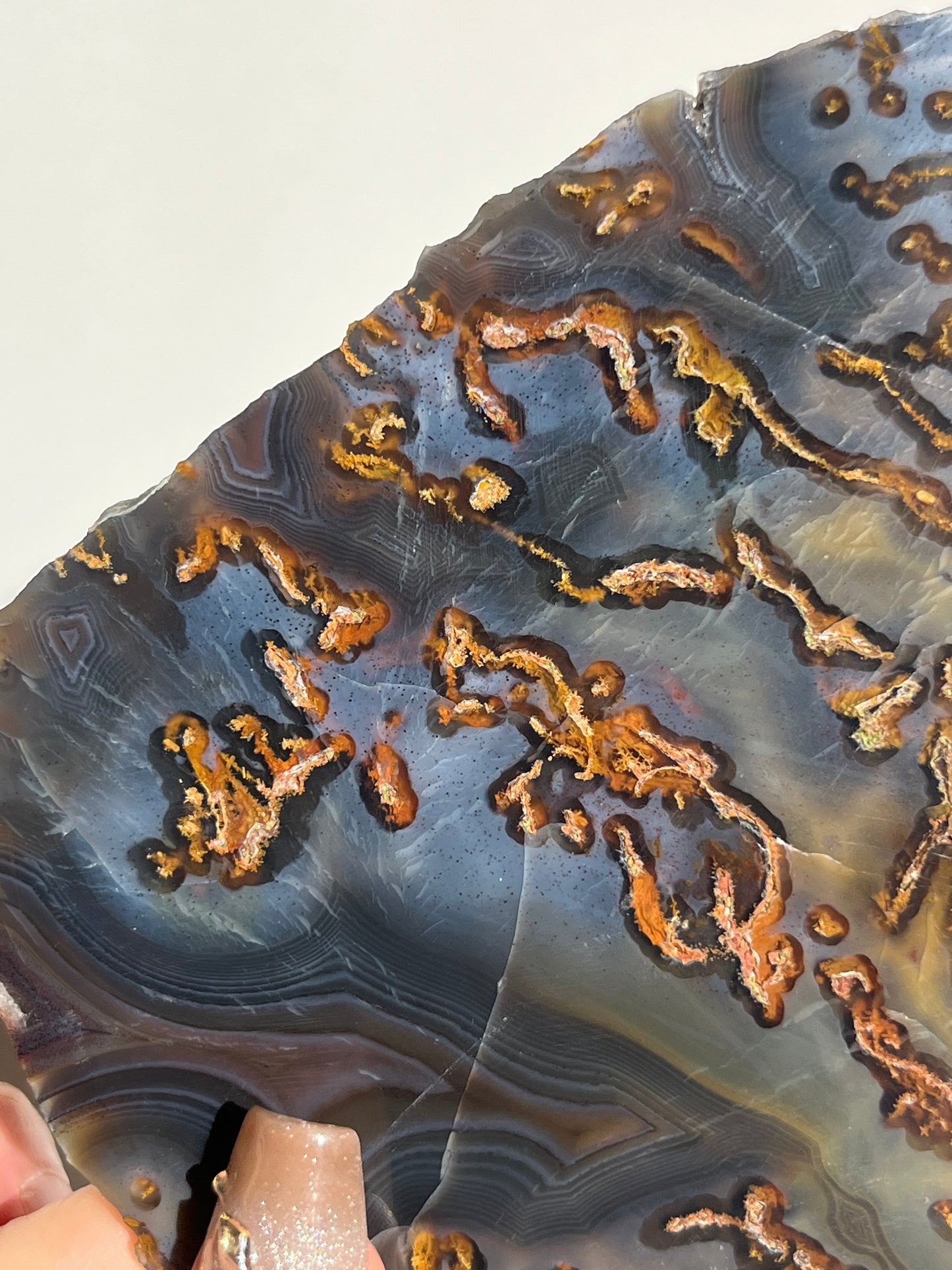 Blue East Indonesian Agate with Golden Moss Slab D
