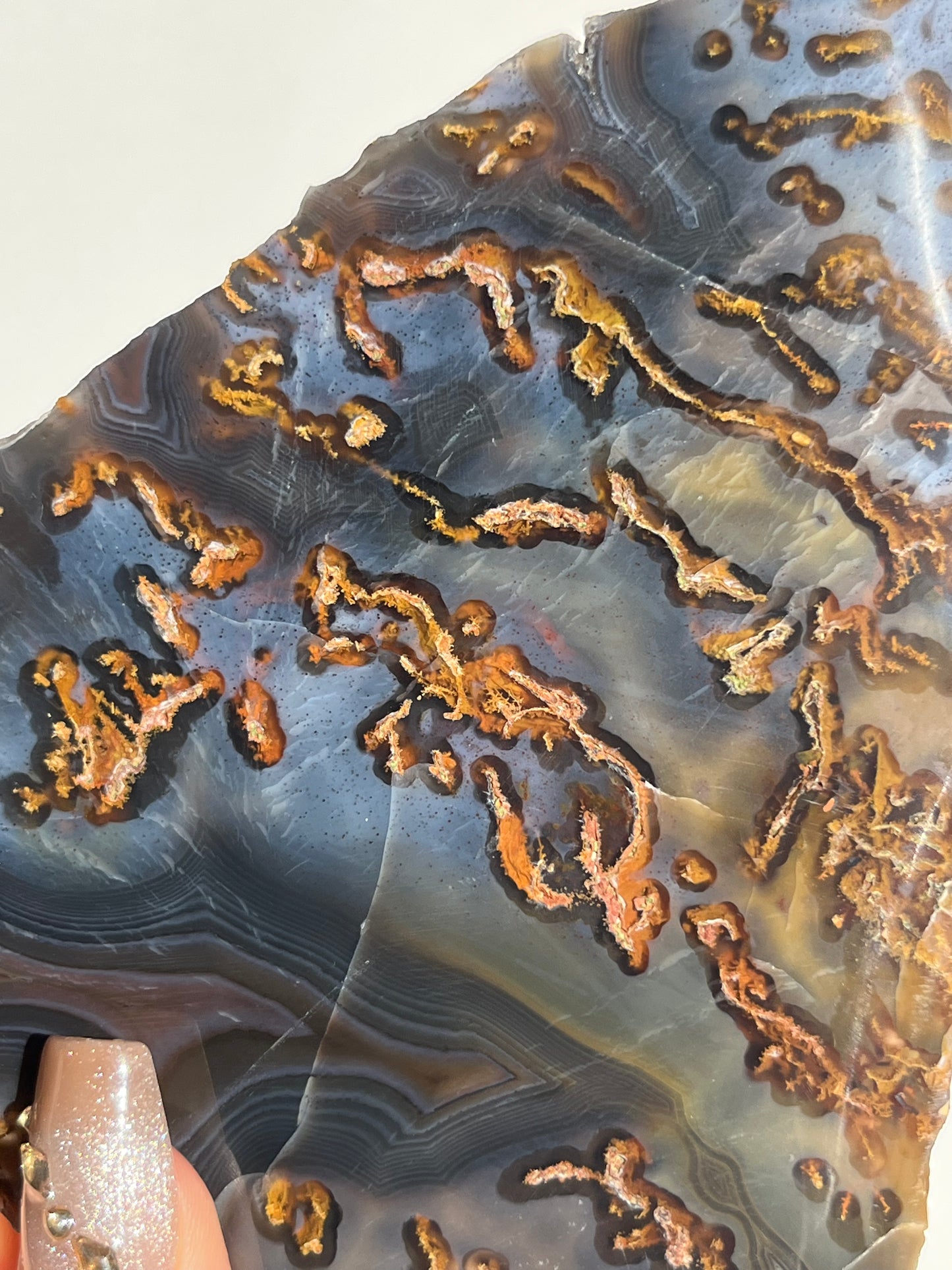 Blue East Indonesian Agate with Golden Moss Slab D