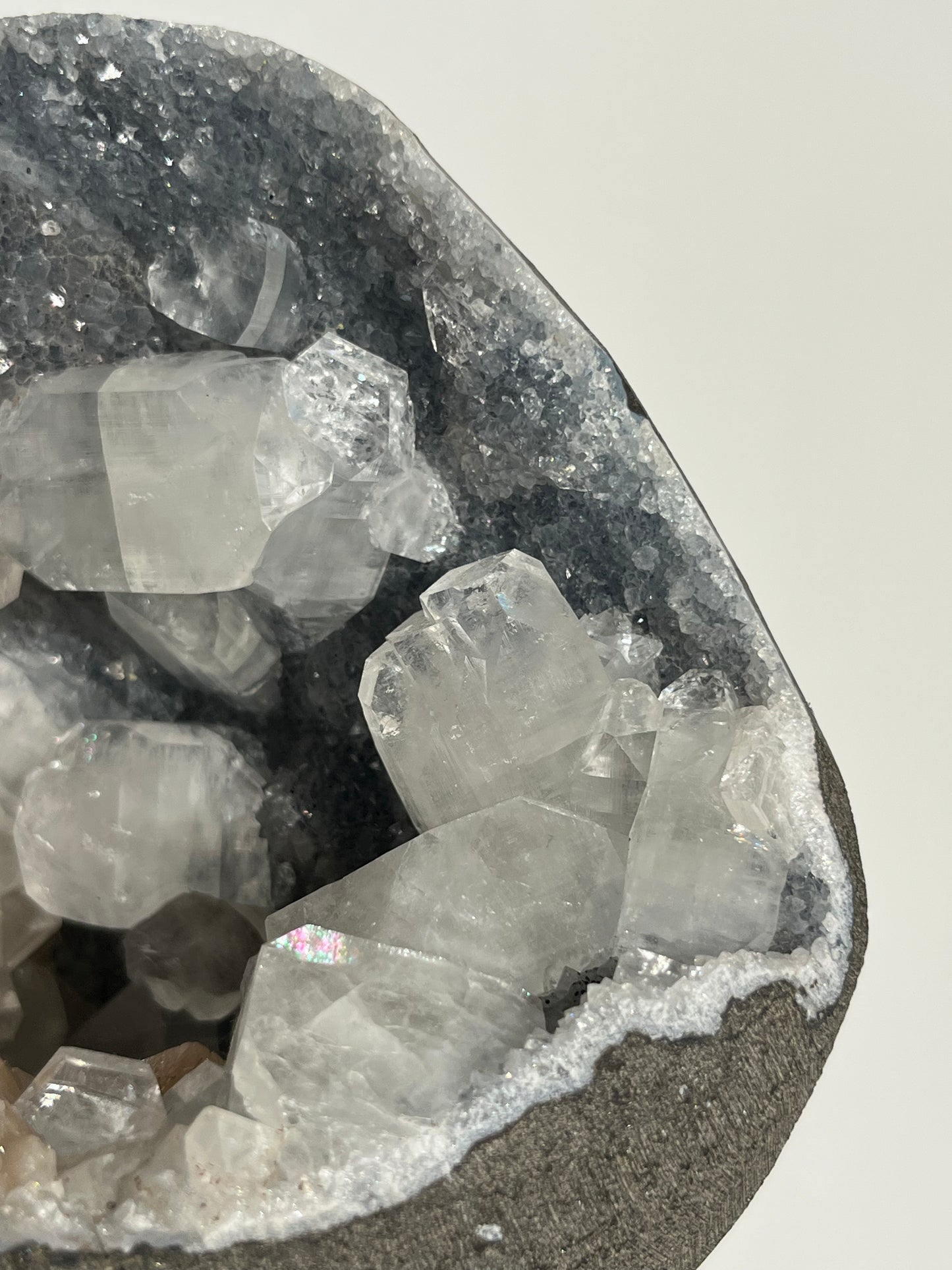 Blue Chalcedony and Apophyllite with Peach Stilbite Specimen D