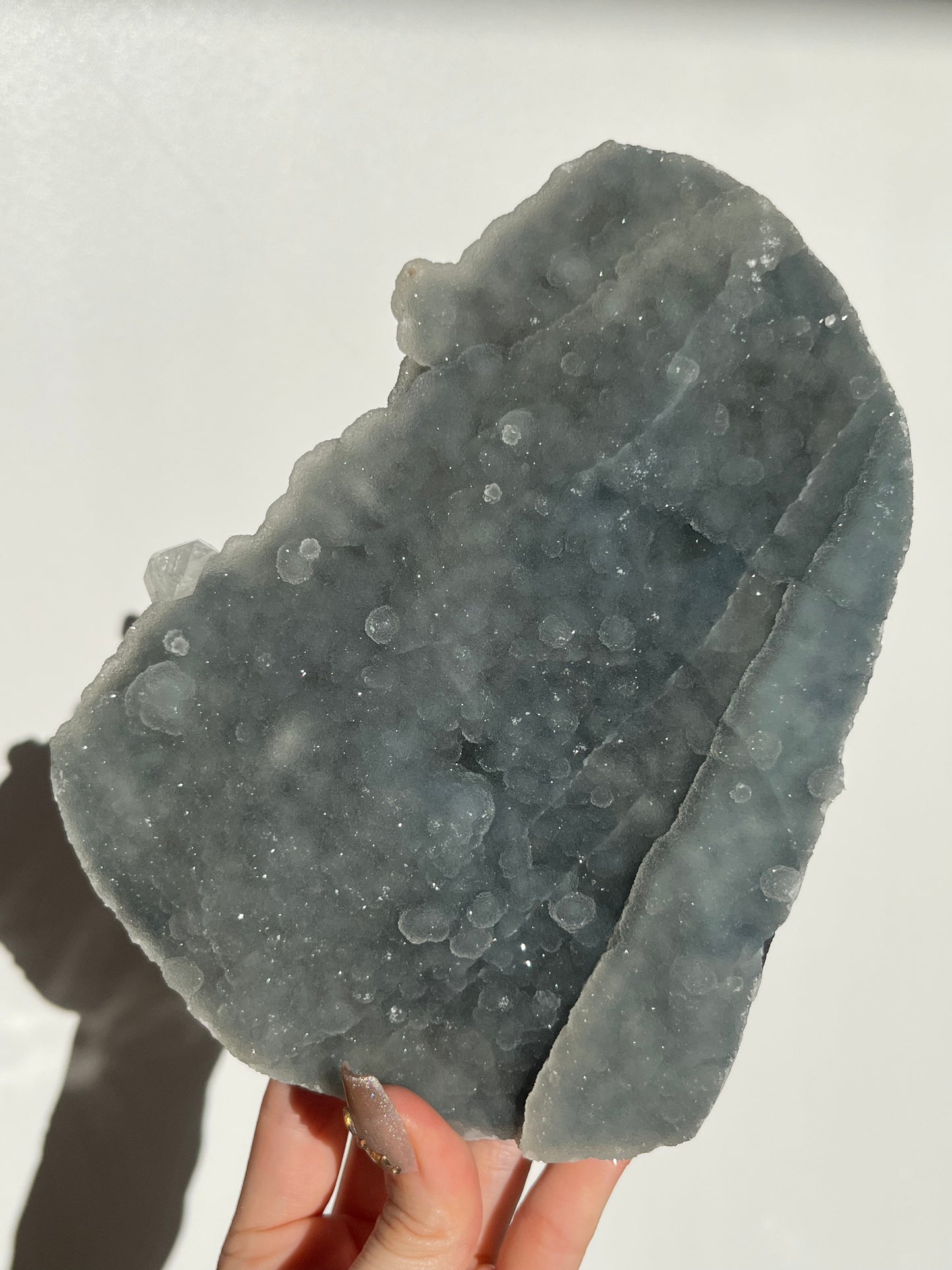 Grey-Green Chalcedony and Apophyllite with Peach Stilbite Specimen F