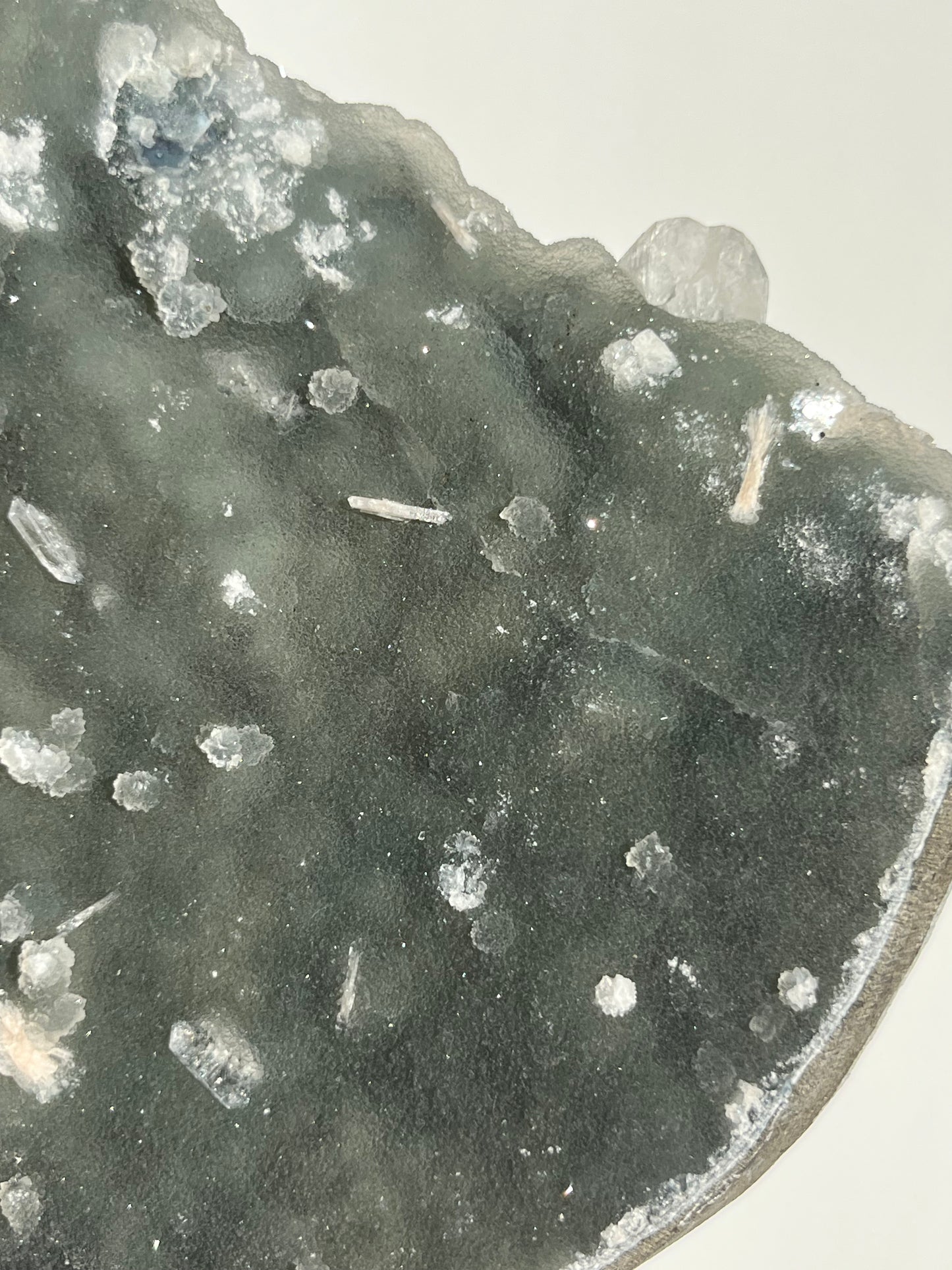 Grey-Green Chalcedony and Apophyllite with Peach Stilbite Specimen F