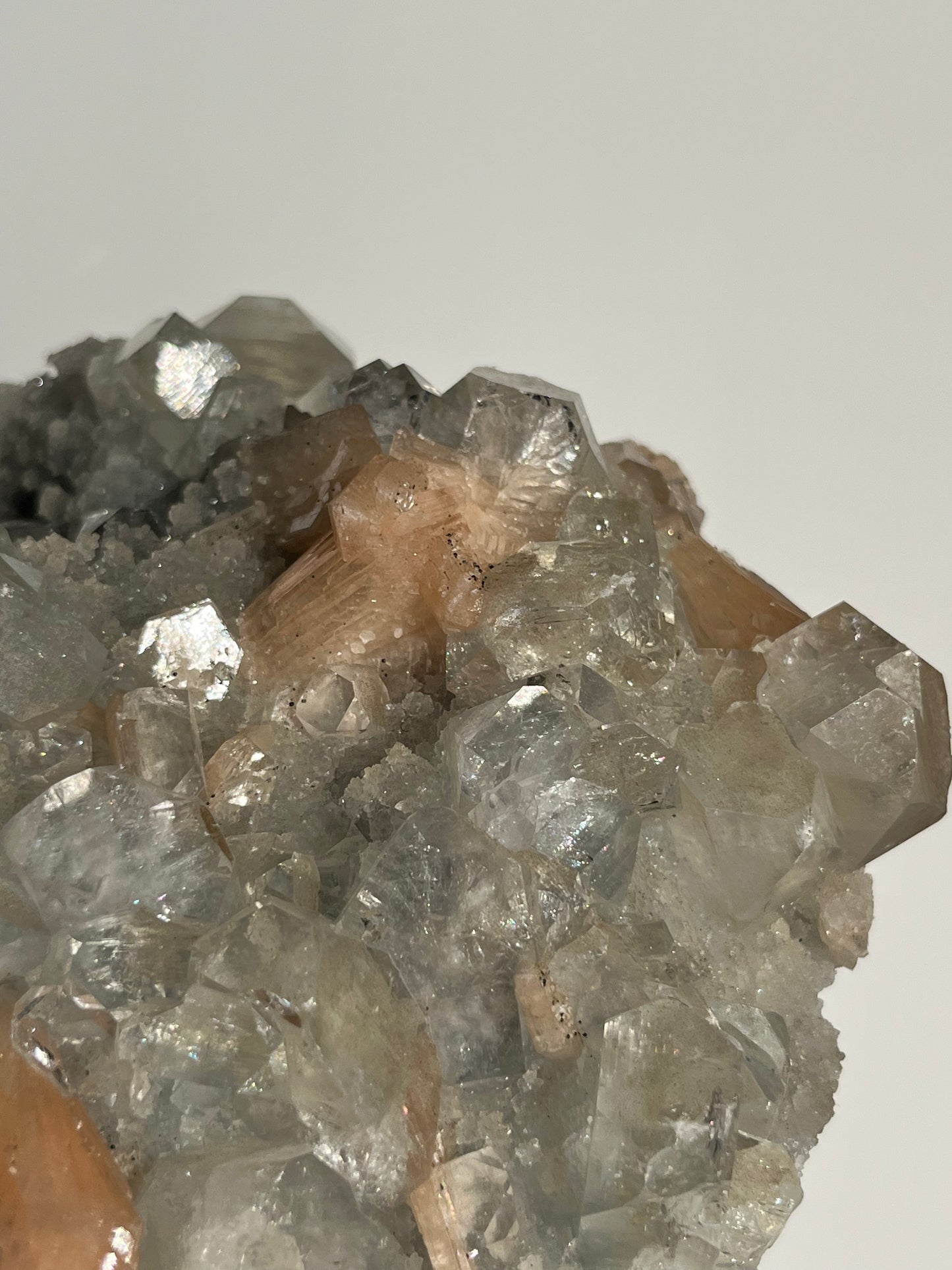 Blue Chalcedony and Apophyllite with Peach Stilbite Specimen H