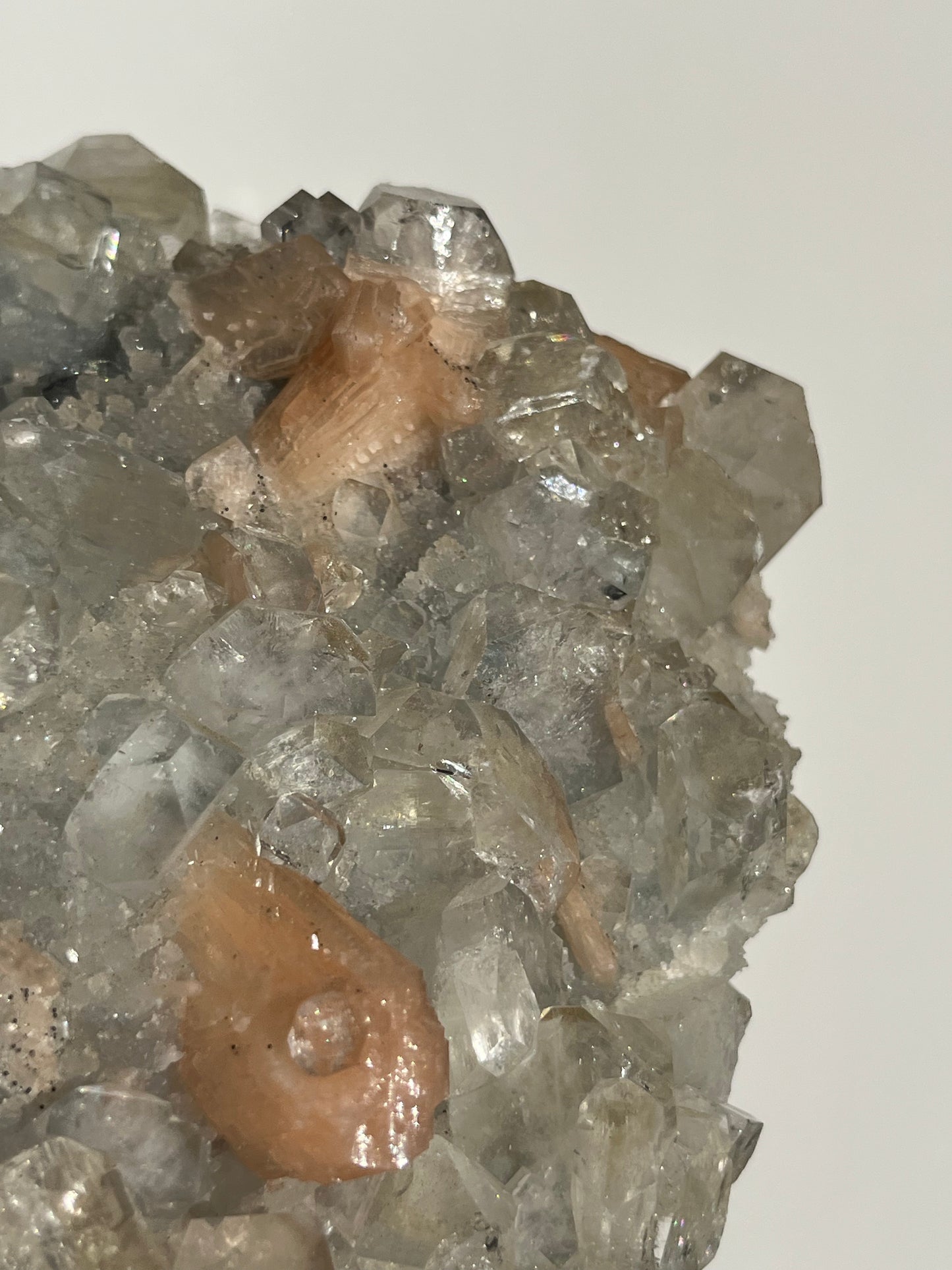 Blue Chalcedony and Apophyllite with Peach Stilbite Specimen H