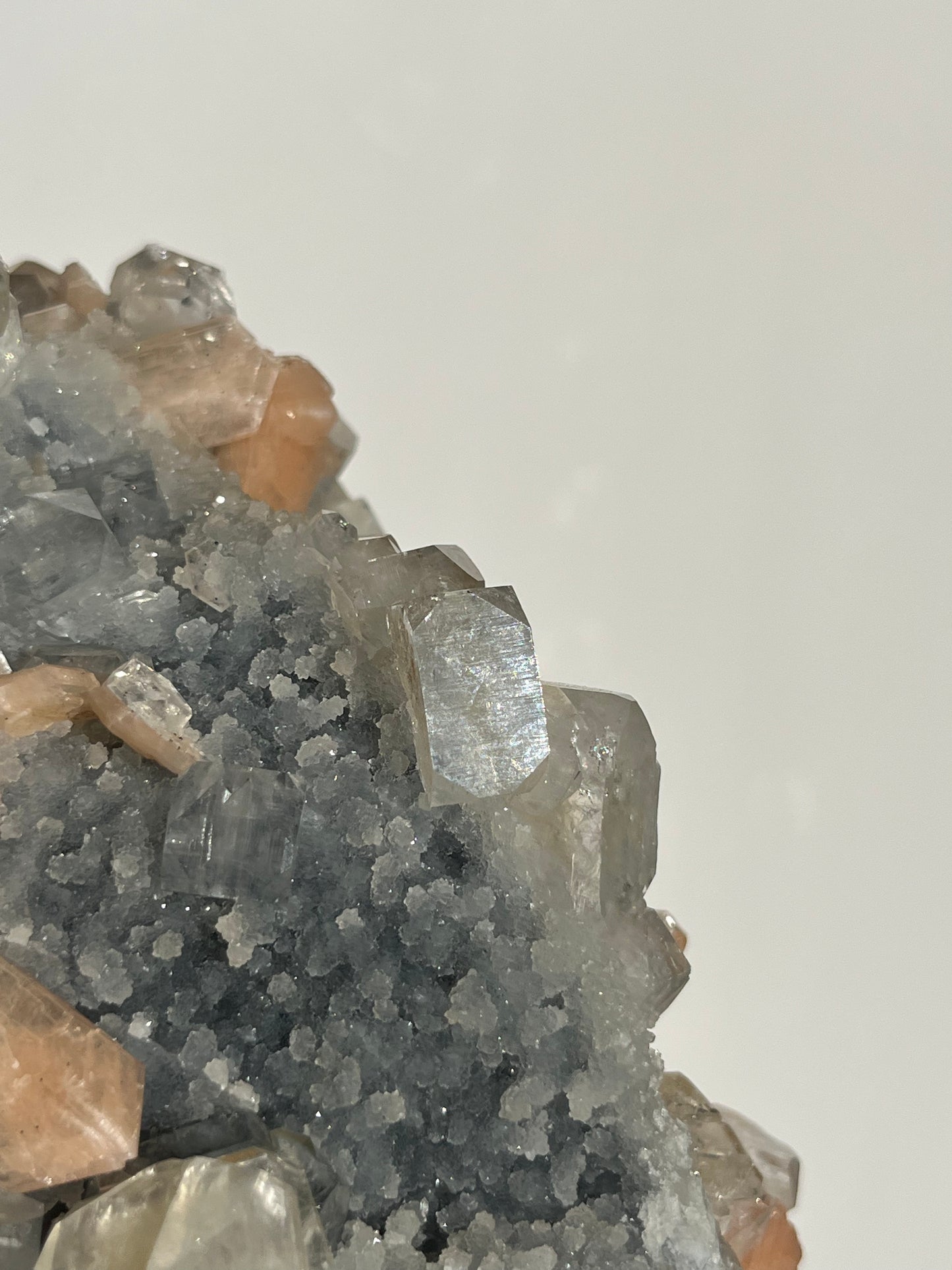Blue Chalcedony and Apophyllite with Peach Stilbite Specimen H
