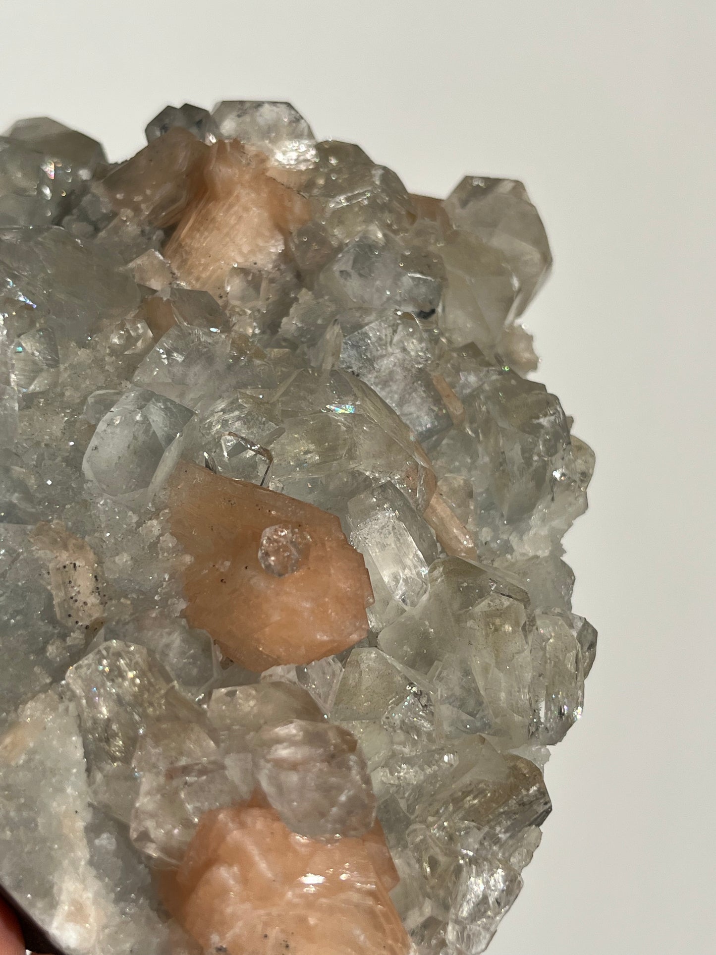 Blue Chalcedony and Apophyllite with Peach Stilbite Specimen H