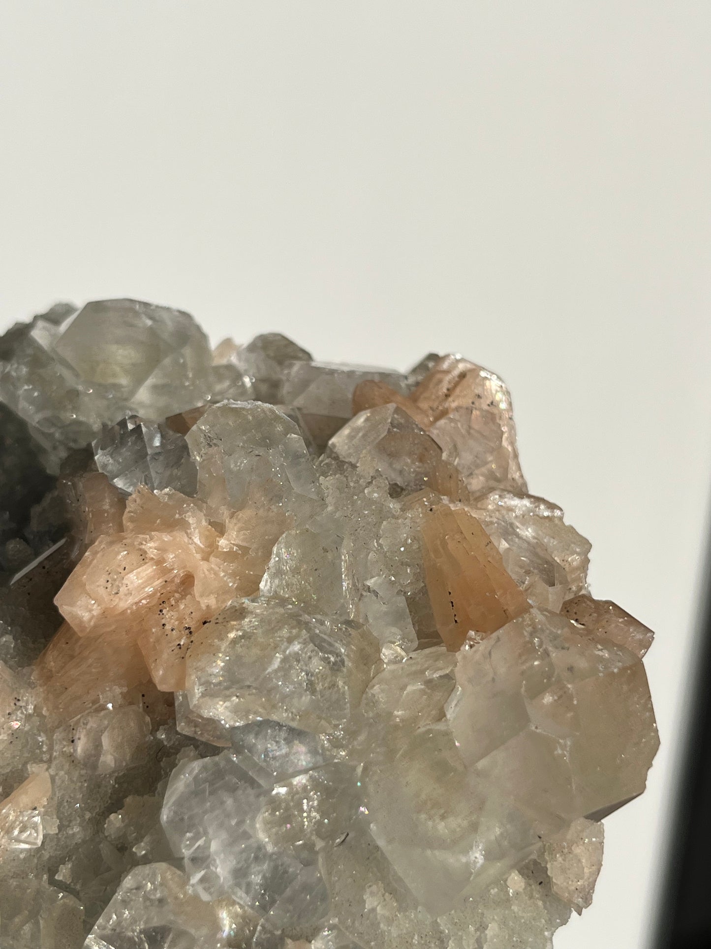 Blue Chalcedony and Apophyllite with Peach Stilbite Specimen H