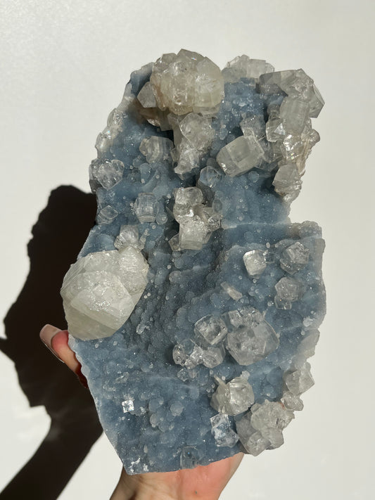Blue Chalcedony and Apophyllite with Stilbite Specimen I