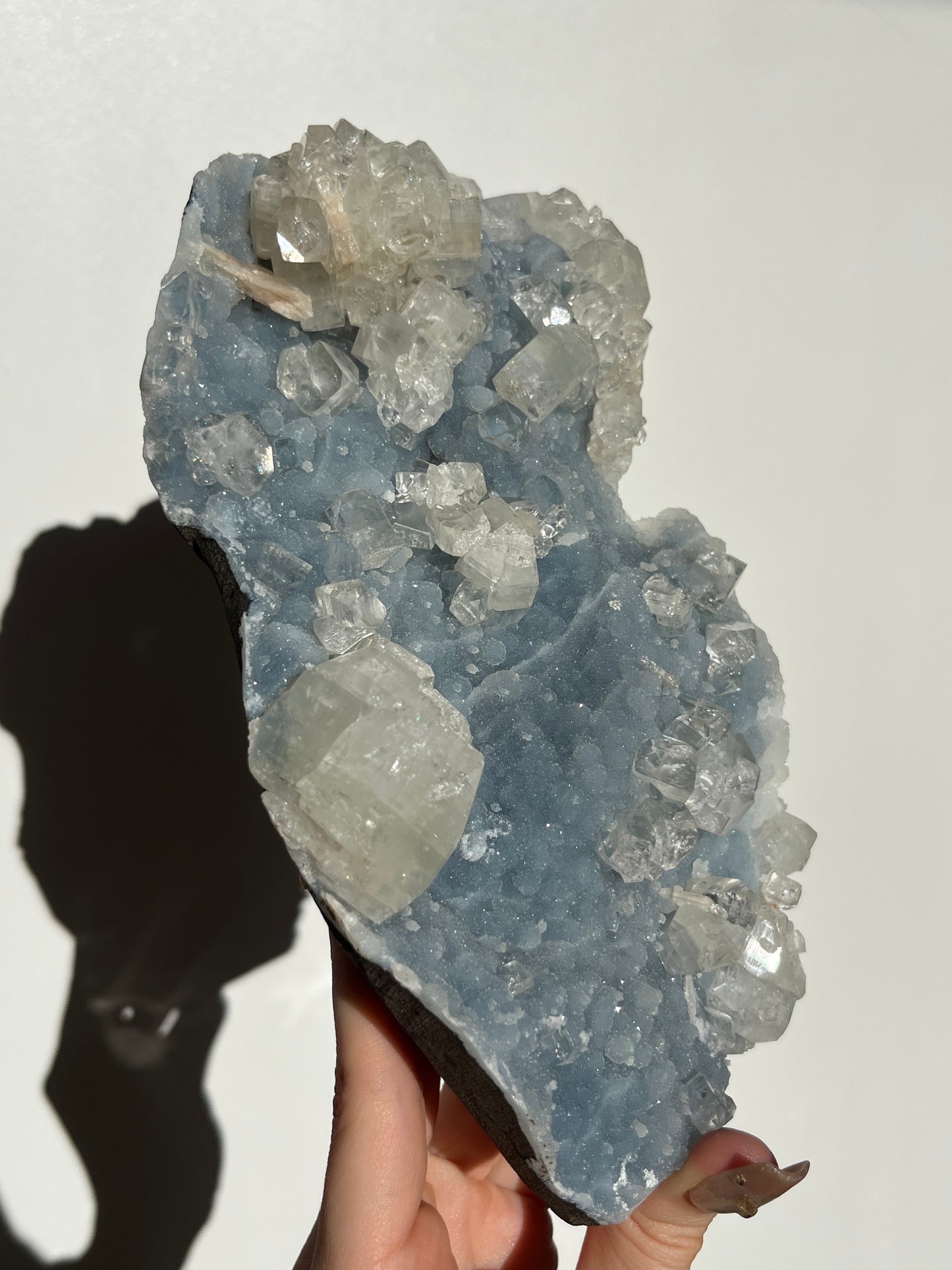 Blue Chalcedony and Apophyllite with Stilbite Specimen I