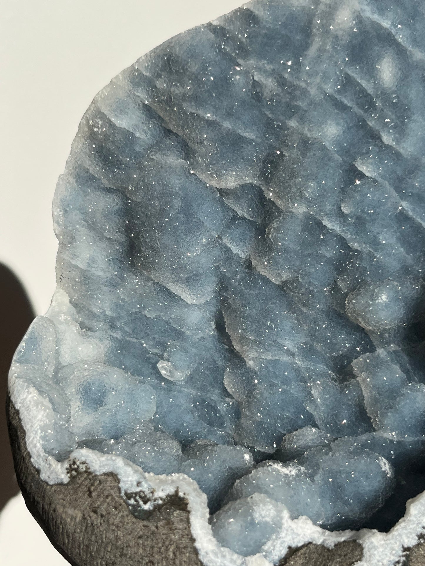 Blue Chalcedony Standing Geode Specimen J