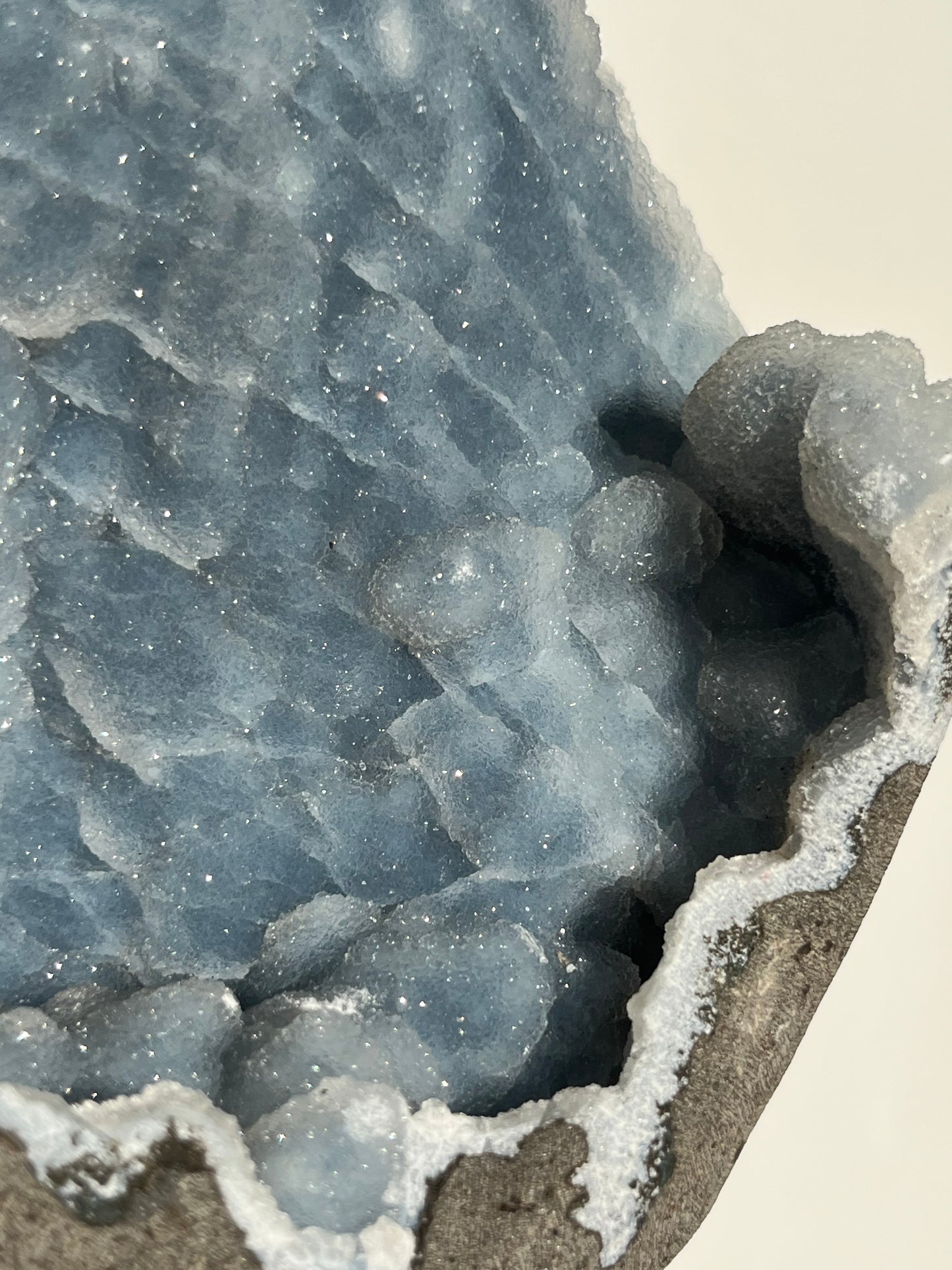 Blue Chalcedony Standing Geode Specimen J