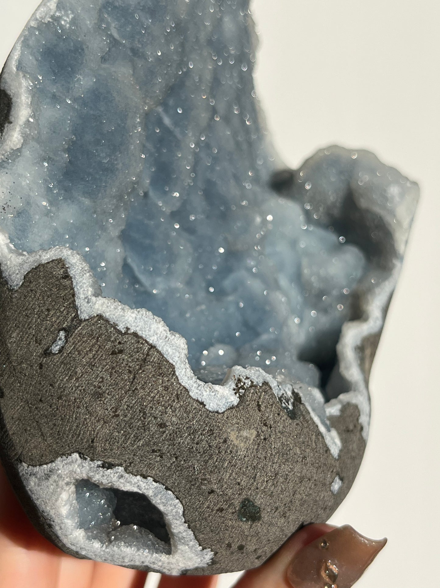 Blue Chalcedony Standing Geode Specimen J