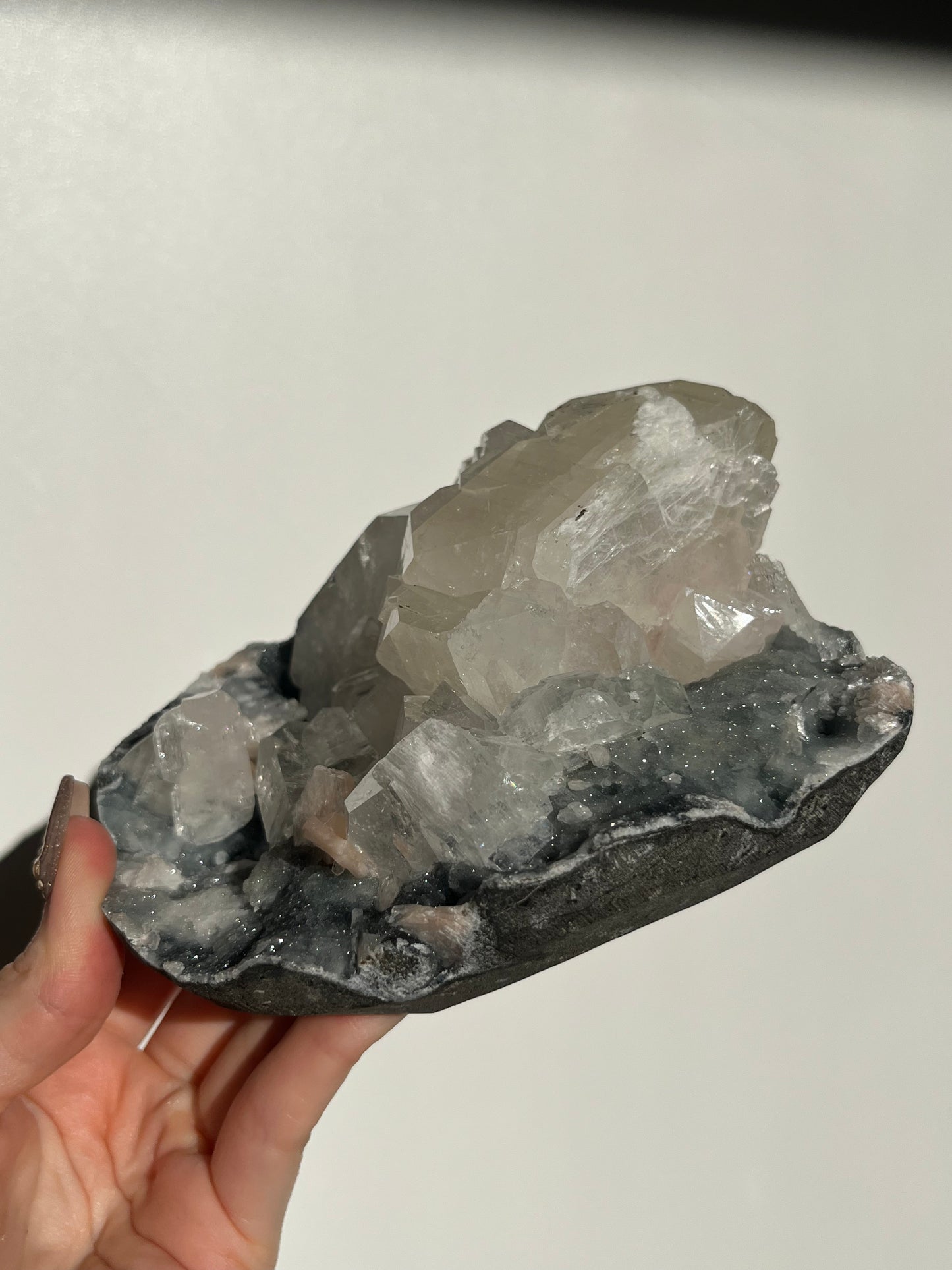 Blue-Black Chalcedony and Apophyllite with Stilbite Specimen L