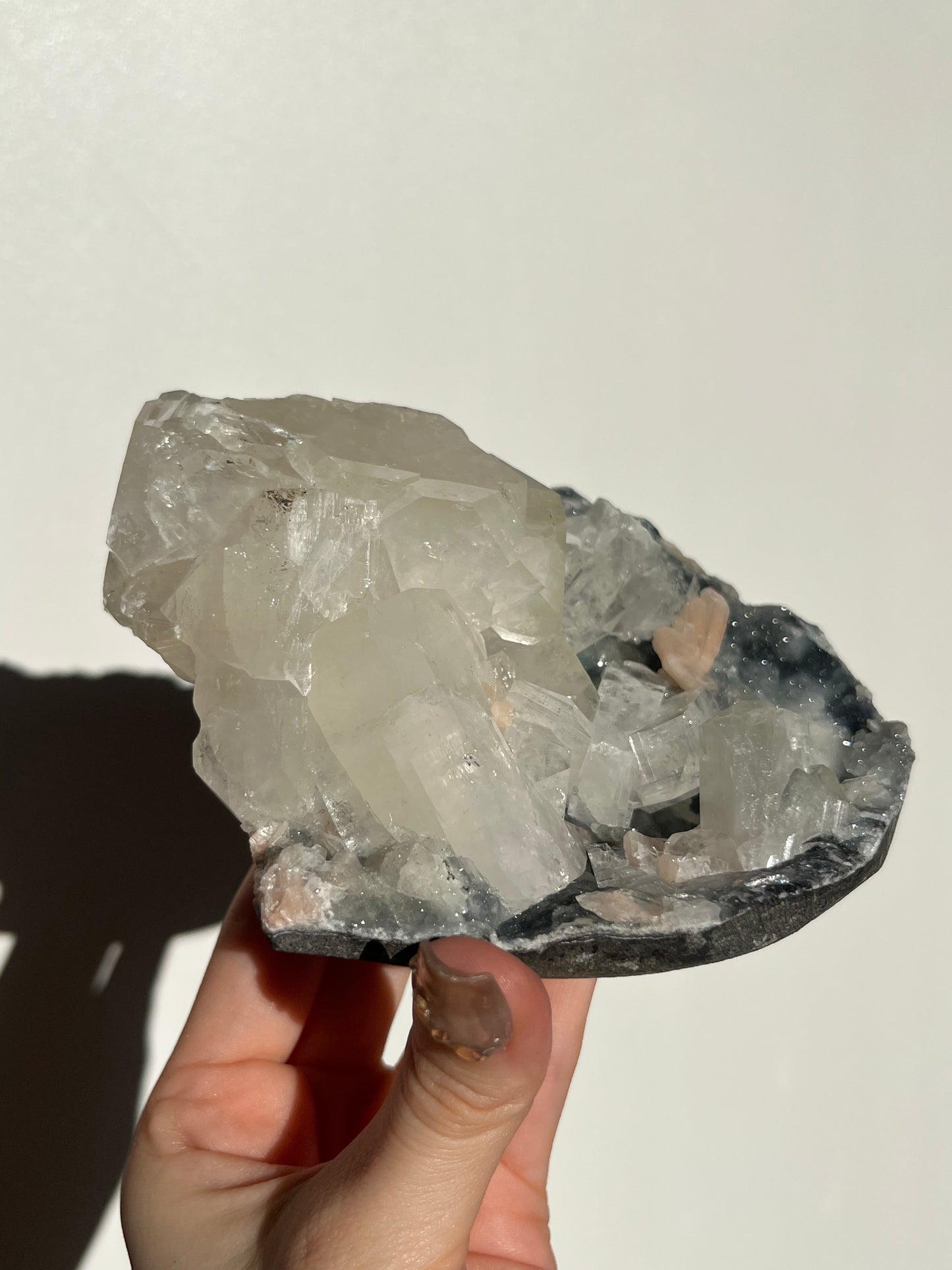 Blue-Black Chalcedony and Apophyllite with Stilbite Specimen L