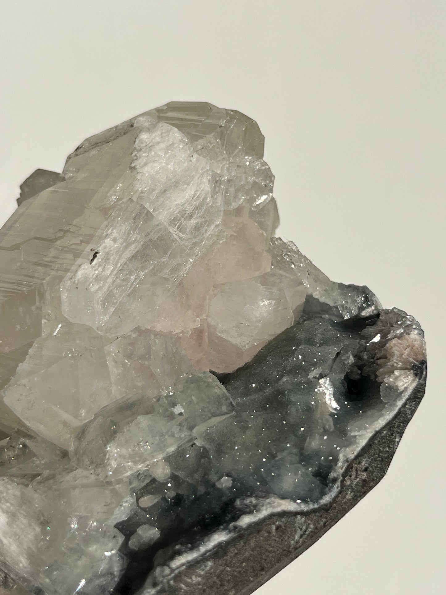 Blue-Black Chalcedony and Apophyllite with Stilbite Specimen L