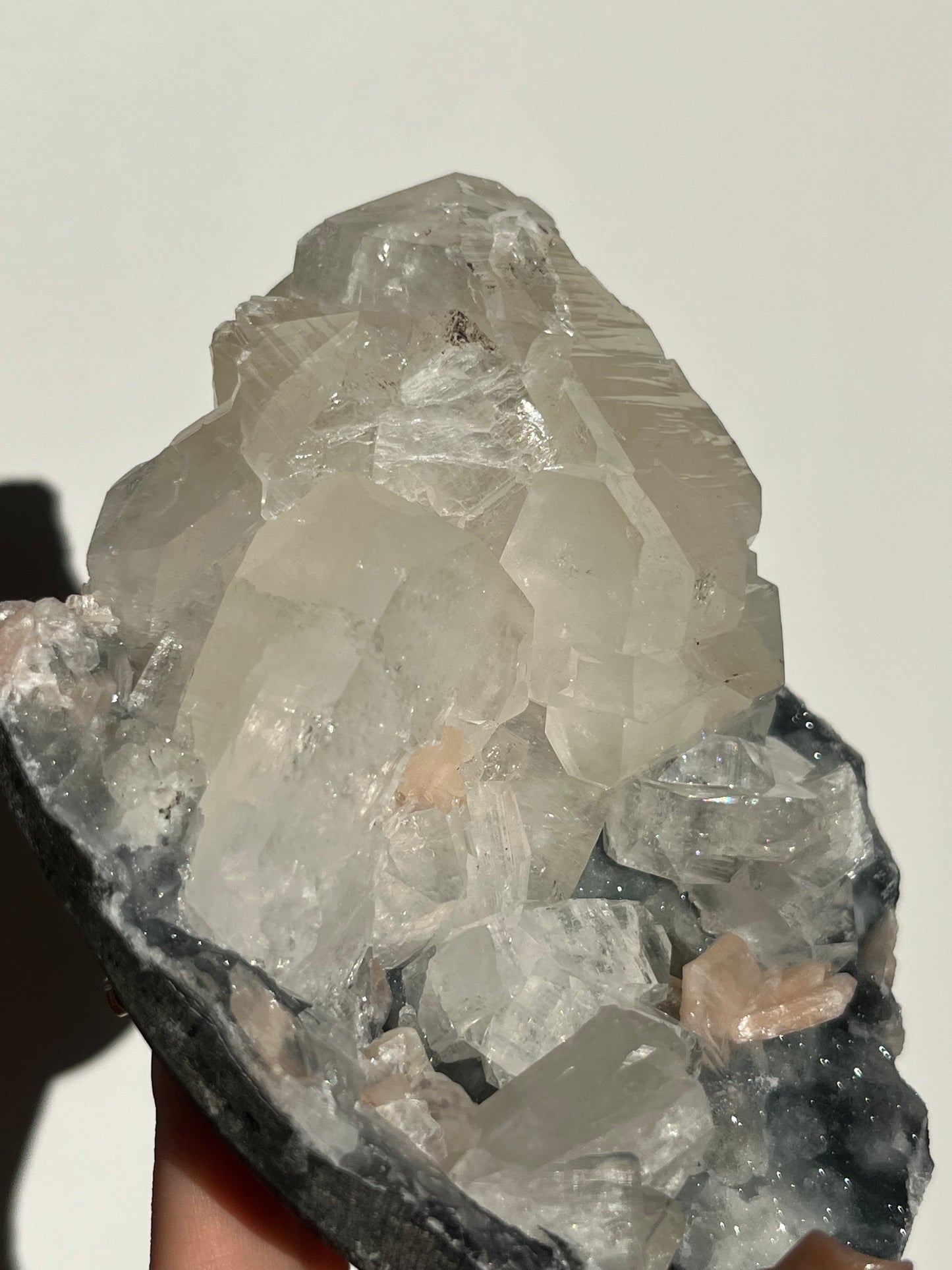 Blue-Black Chalcedony and Apophyllite with Stilbite Specimen L
