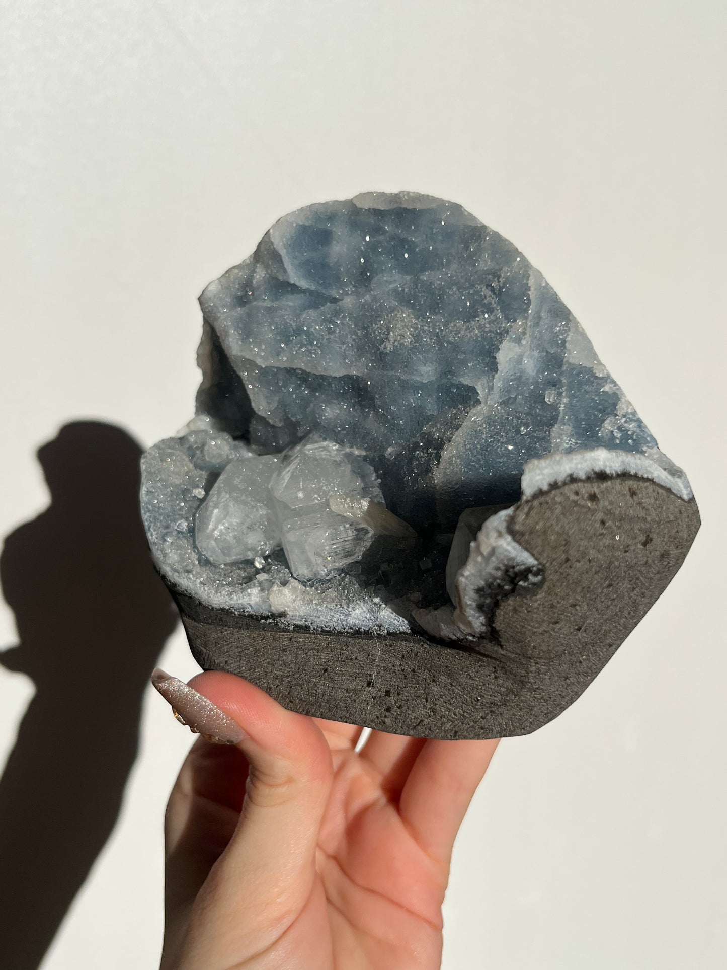 Blue Chalcedony and Apophyllite with Stilbite Specimen M