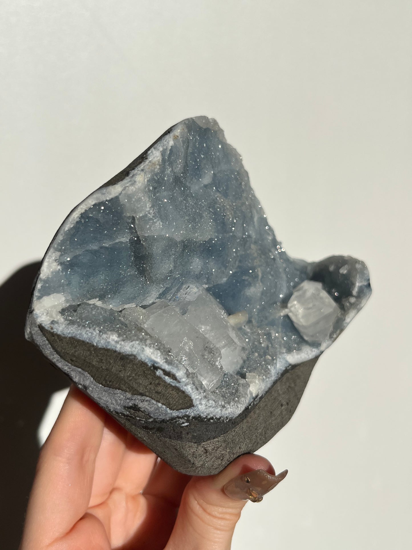 Blue Chalcedony and Apophyllite with Stilbite Specimen M
