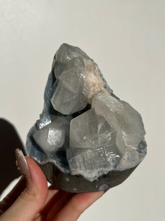 Blue Chalcedony and Apophyllite with Stilbite Specimen O