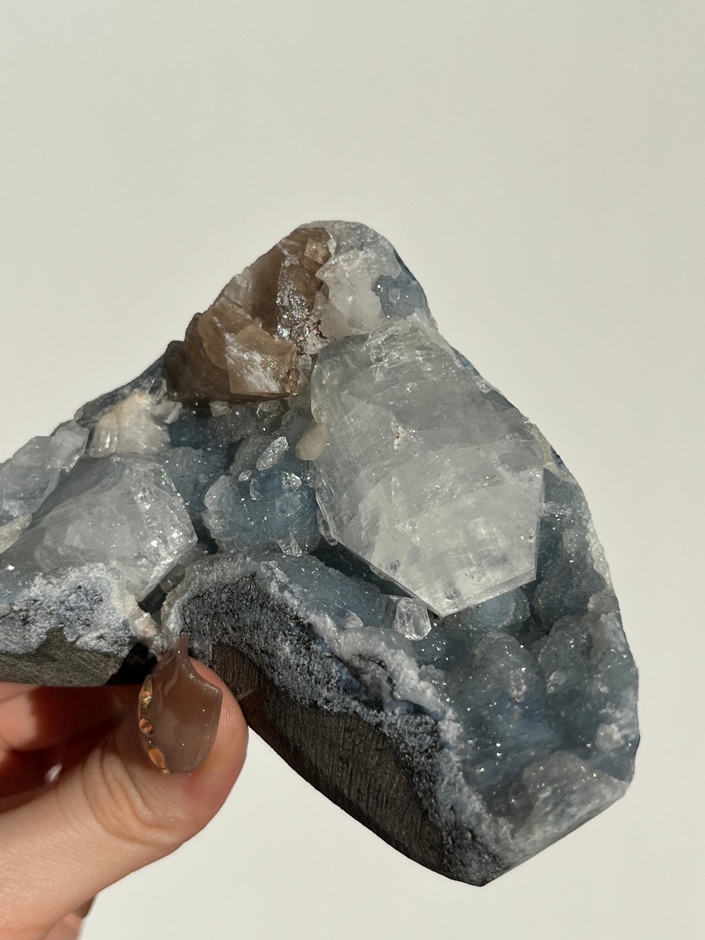 Blue Chalcedony, Apophyllite and Honey Calcite Specimen R