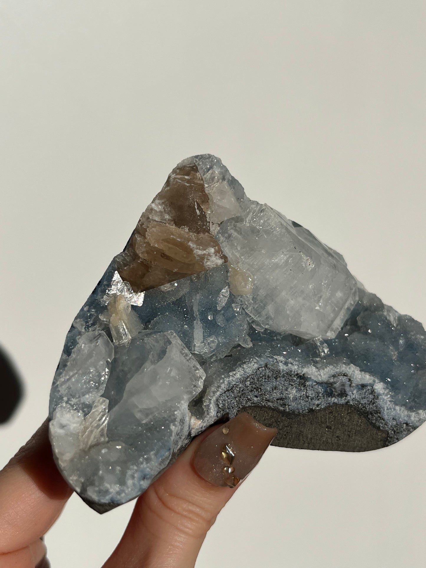 Blue Chalcedony, Apophyllite and Honey Calcite Specimen R