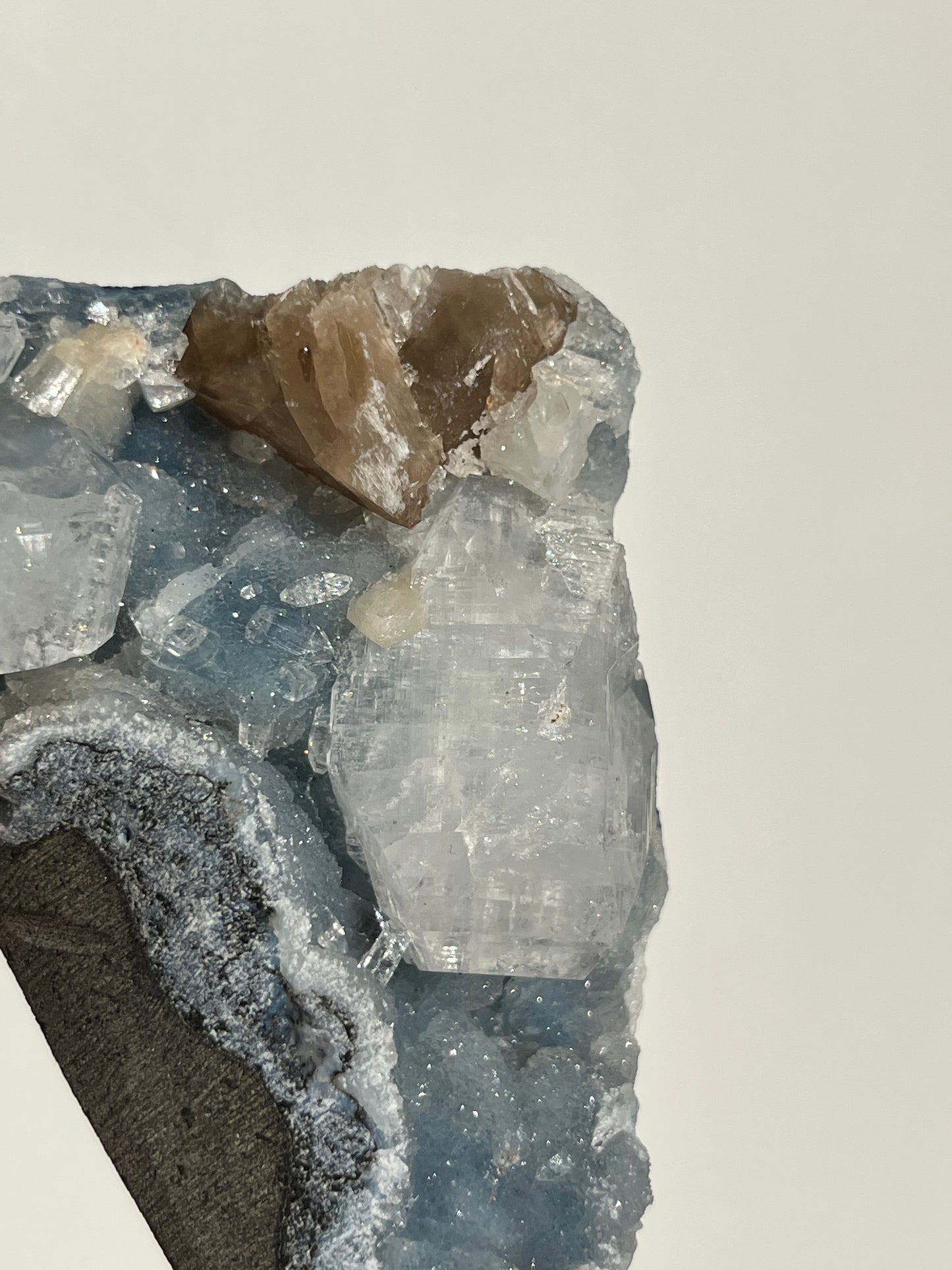 Blue Chalcedony, Apophyllite and Honey Calcite Specimen R
