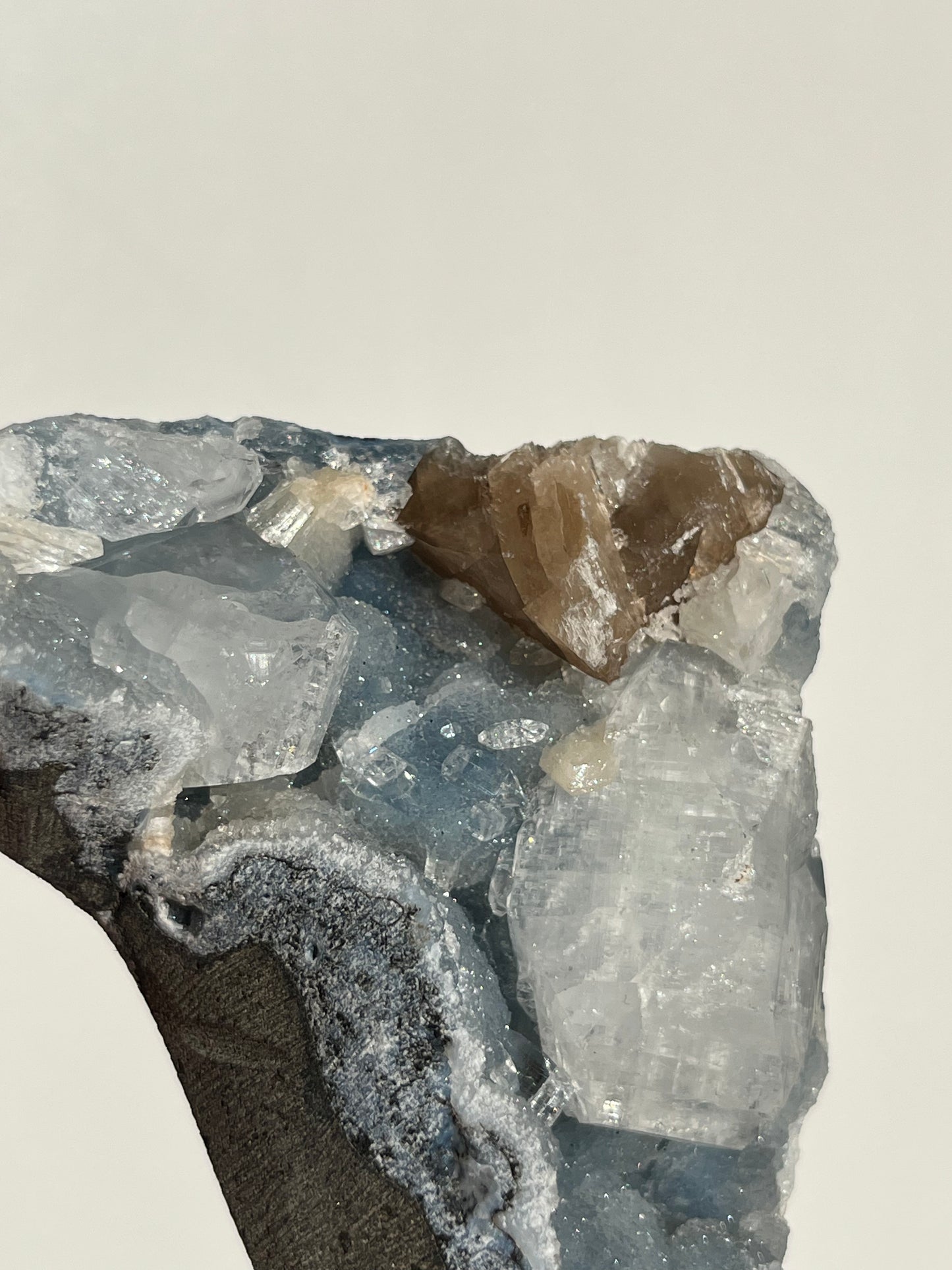 Blue Chalcedony, Apophyllite and Honey Calcite Specimen R
