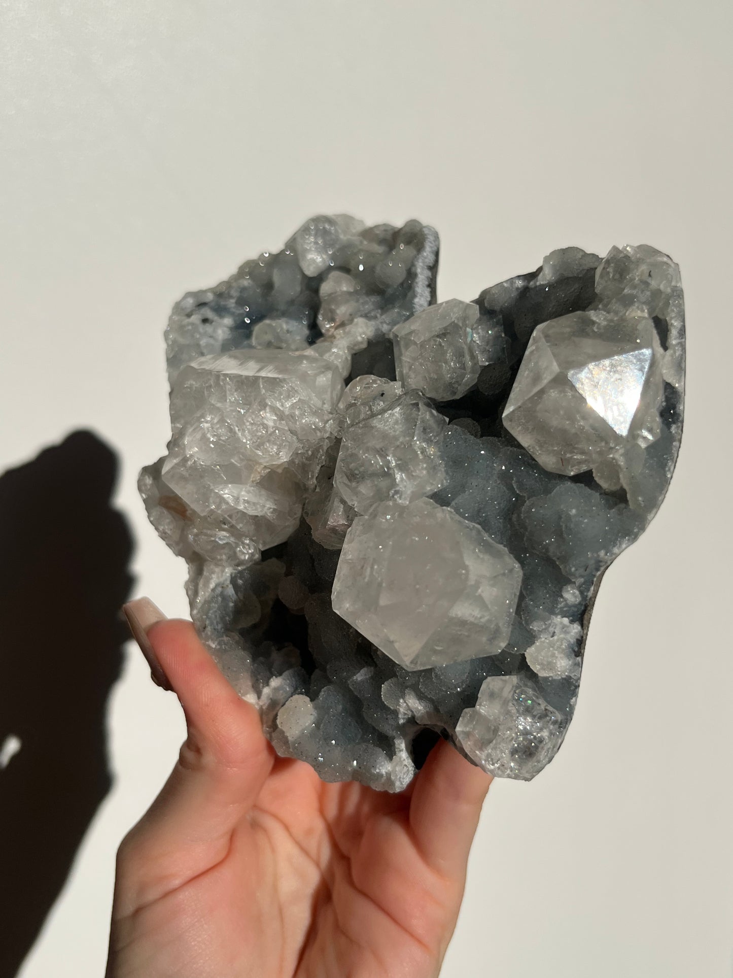 Heart Shaped Blue Chalcedony and Apophyllite with Stilbite Specimen S