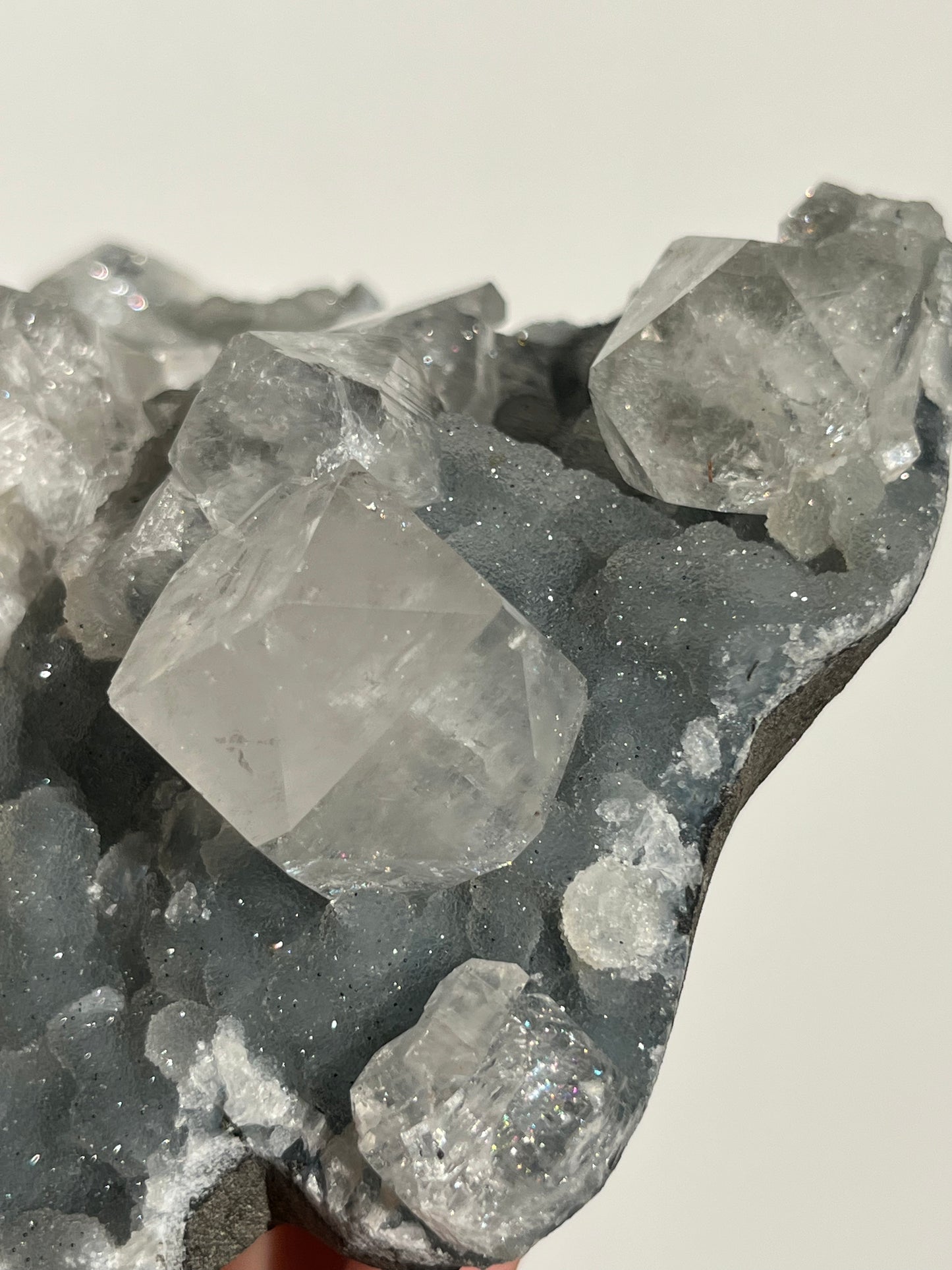 Heart Shaped Blue Chalcedony and Apophyllite with Stilbite Specimen S