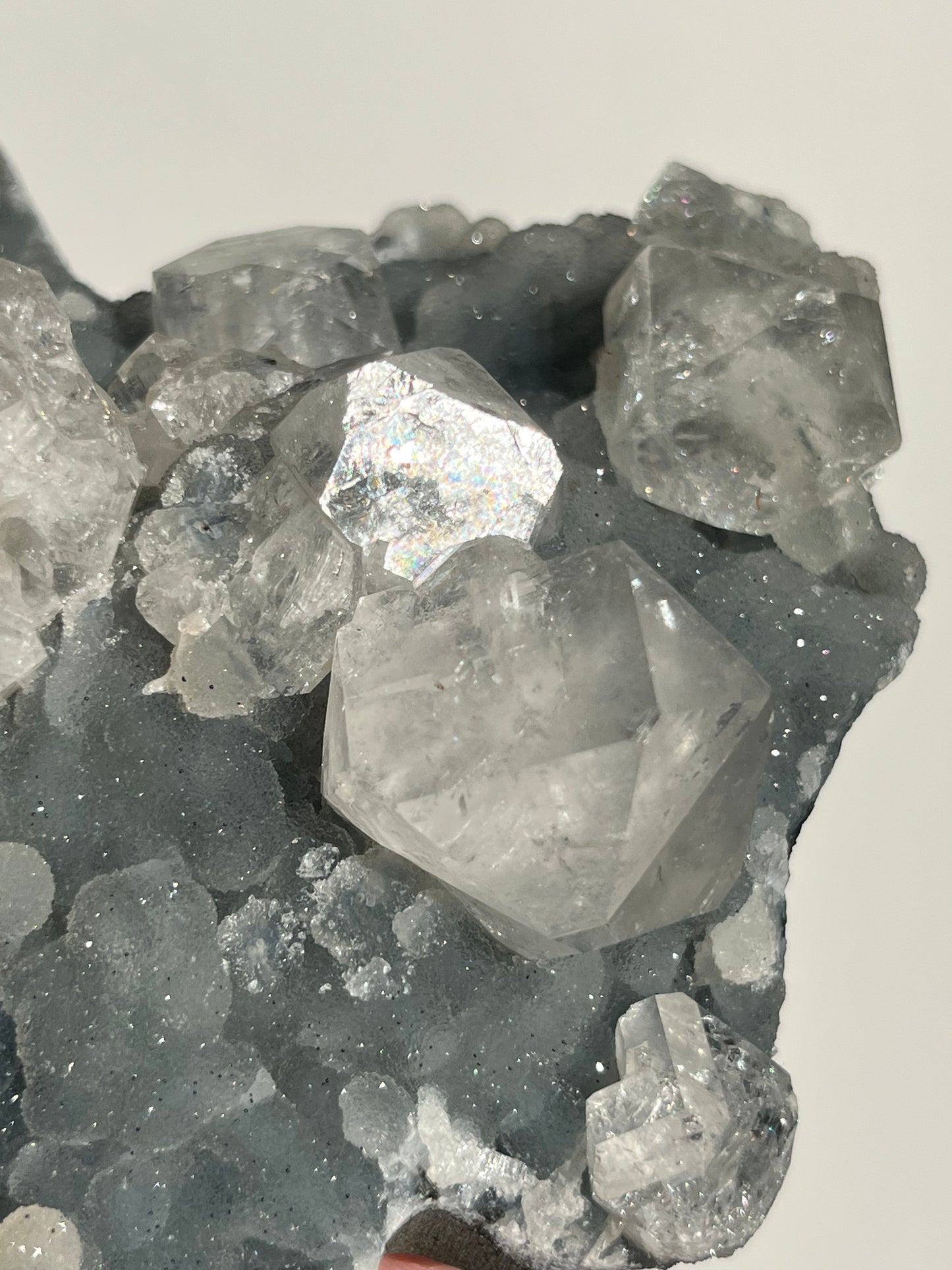 Heart Shaped Blue Chalcedony and Apophyllite with Stilbite Specimen S