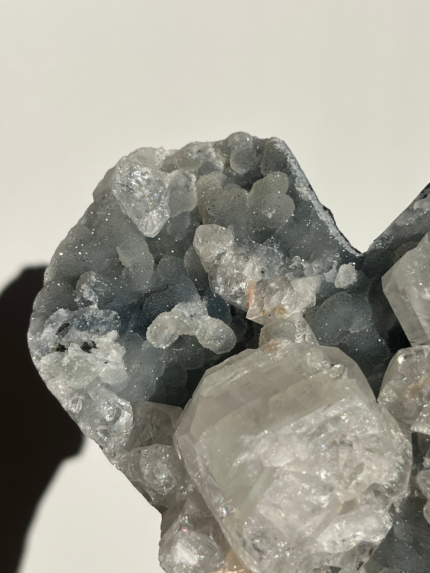 Heart Shaped Blue Chalcedony and Apophyllite with Stilbite Specimen S