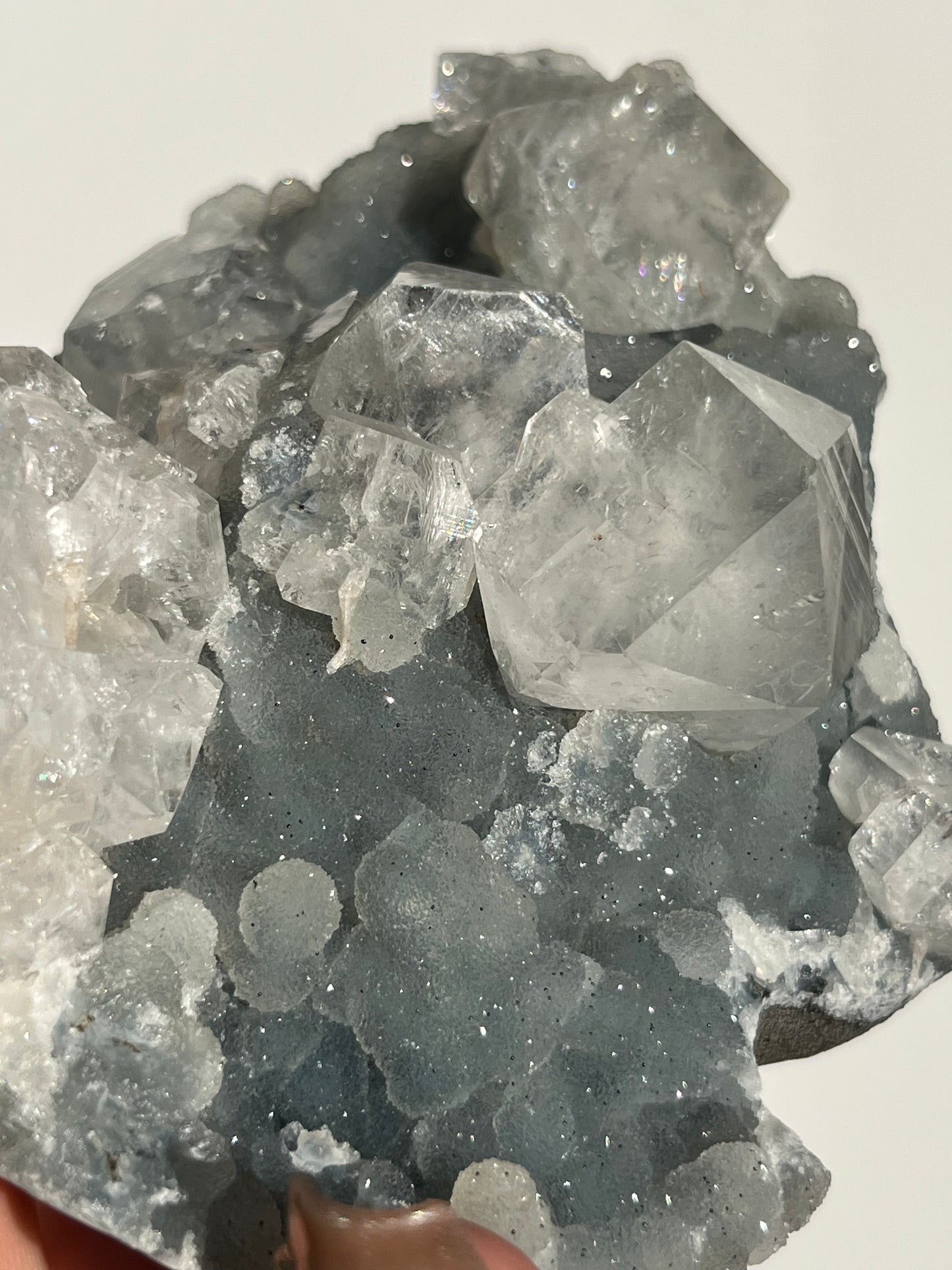 Heart Shaped Blue Chalcedony and Apophyllite with Stilbite Specimen S