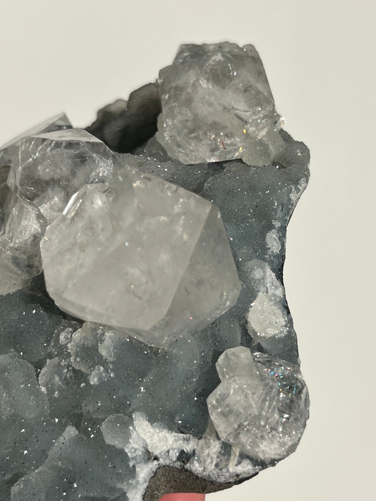 Heart Shaped Blue Chalcedony and Apophyllite with Stilbite Specimen S